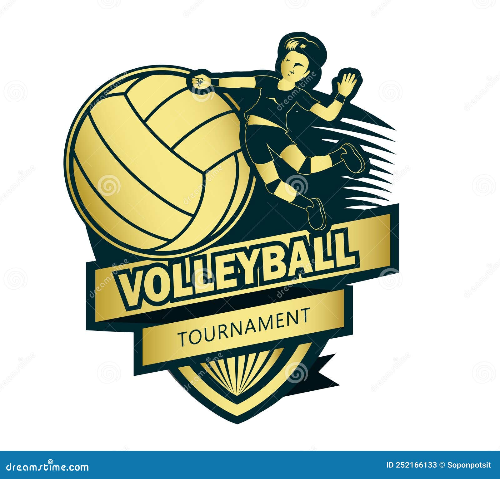 Illustration of Golden Volleyball Symbol Stock Vector - Illustration of ...