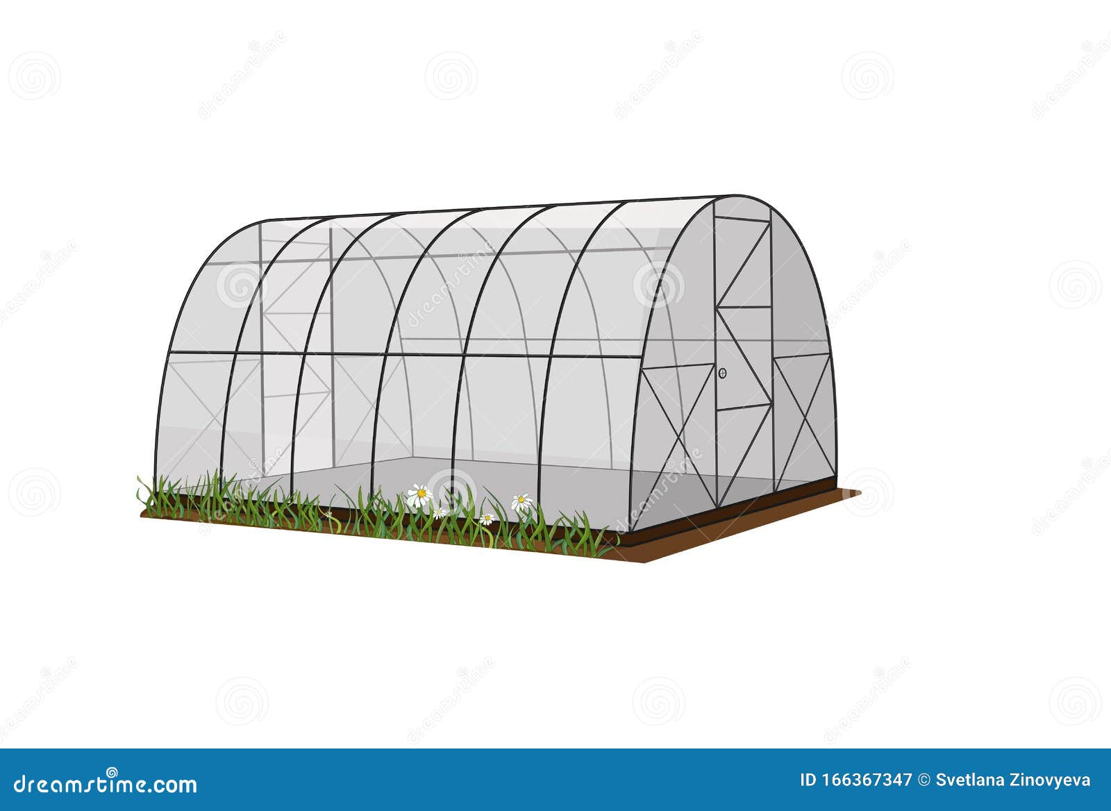 Illustration of a Greenhouse, a Greenhouse on a White Background, for