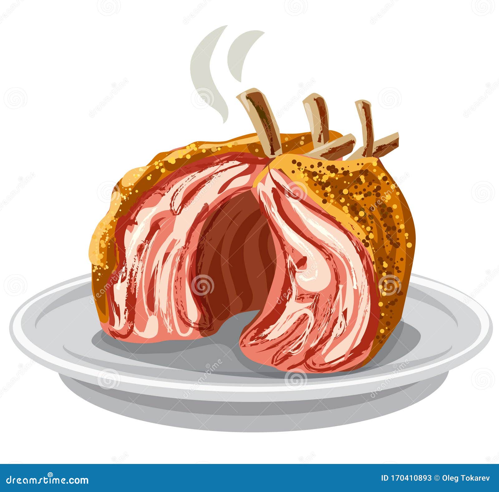 Grilled mutton ribs stock vector. Illustration of drawing 170410893