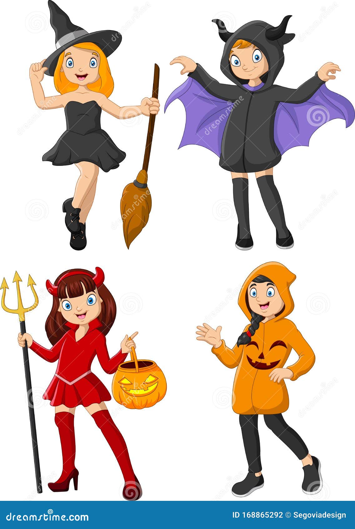 Group of Cartoon Kids Wearing Different Costumes Stock Vector ...