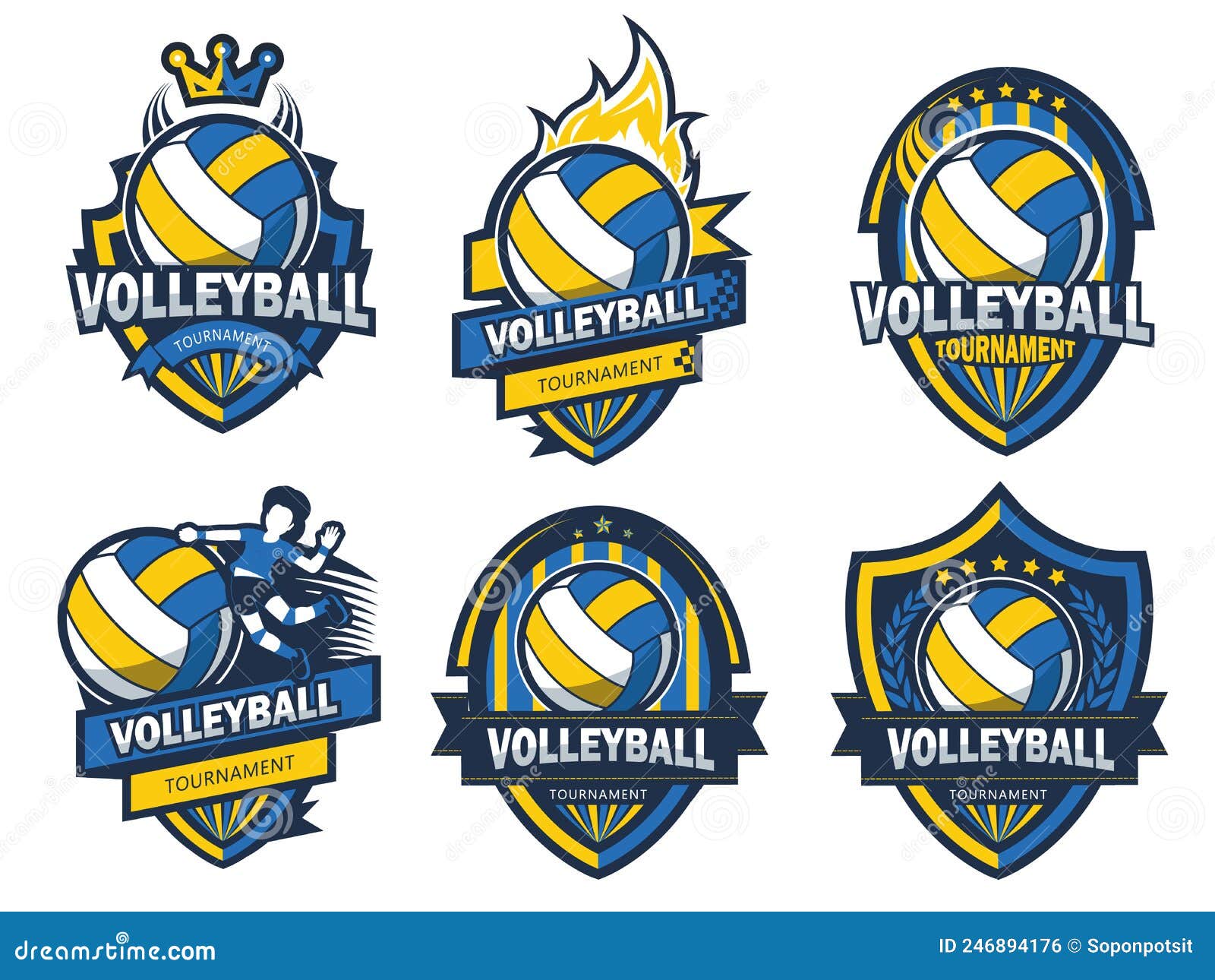 A Group of Volleyball Logo Set Stock Vector - Illustration of graphic ...