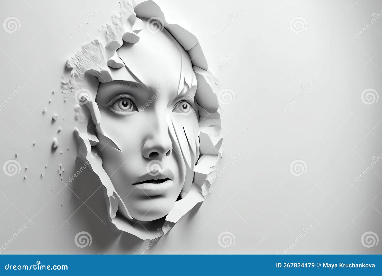 Illustration of Gypsum Head Breaking Wall through Stock Illustration