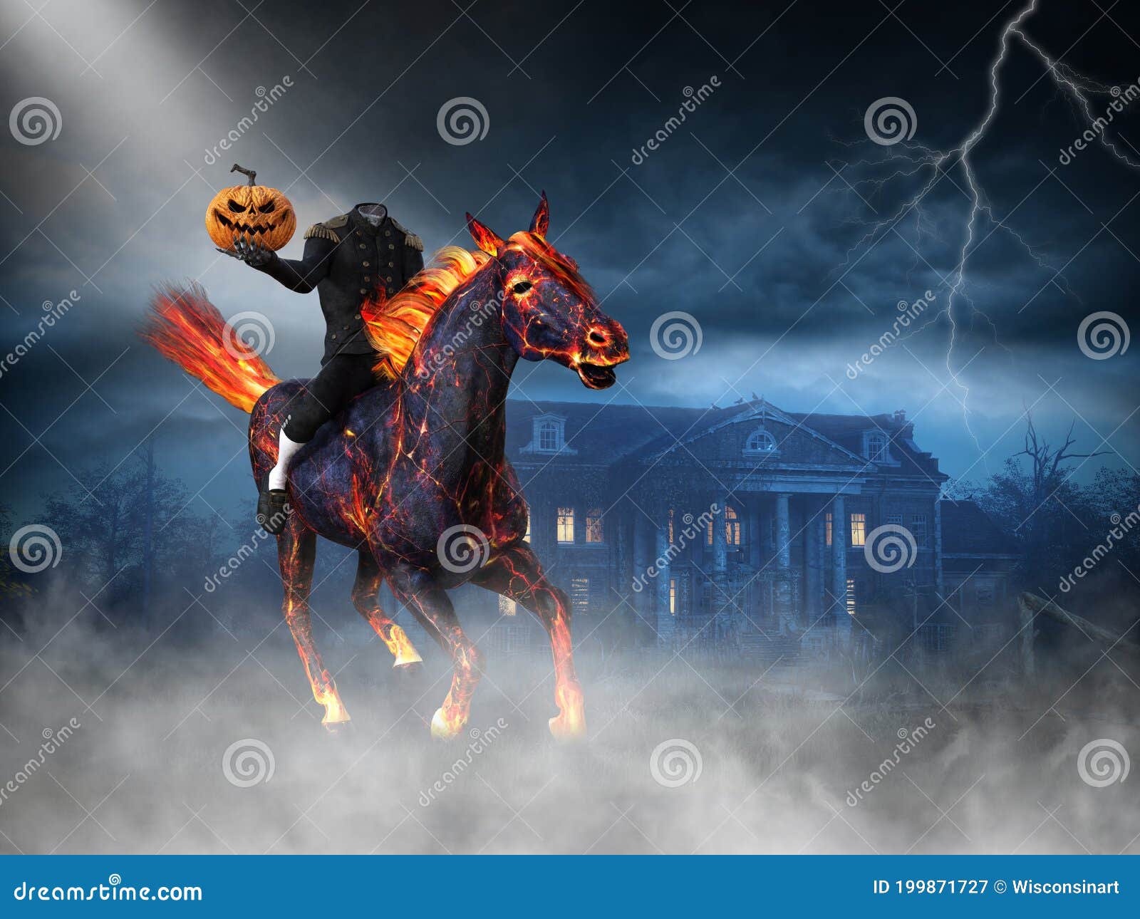 Halloween Pumpkin Fire Headless Horseman