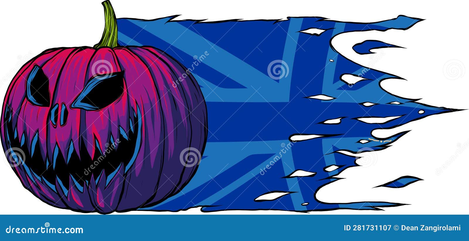 Vector Illustration of Halloween Pumpkin with British Flag Stock Vector