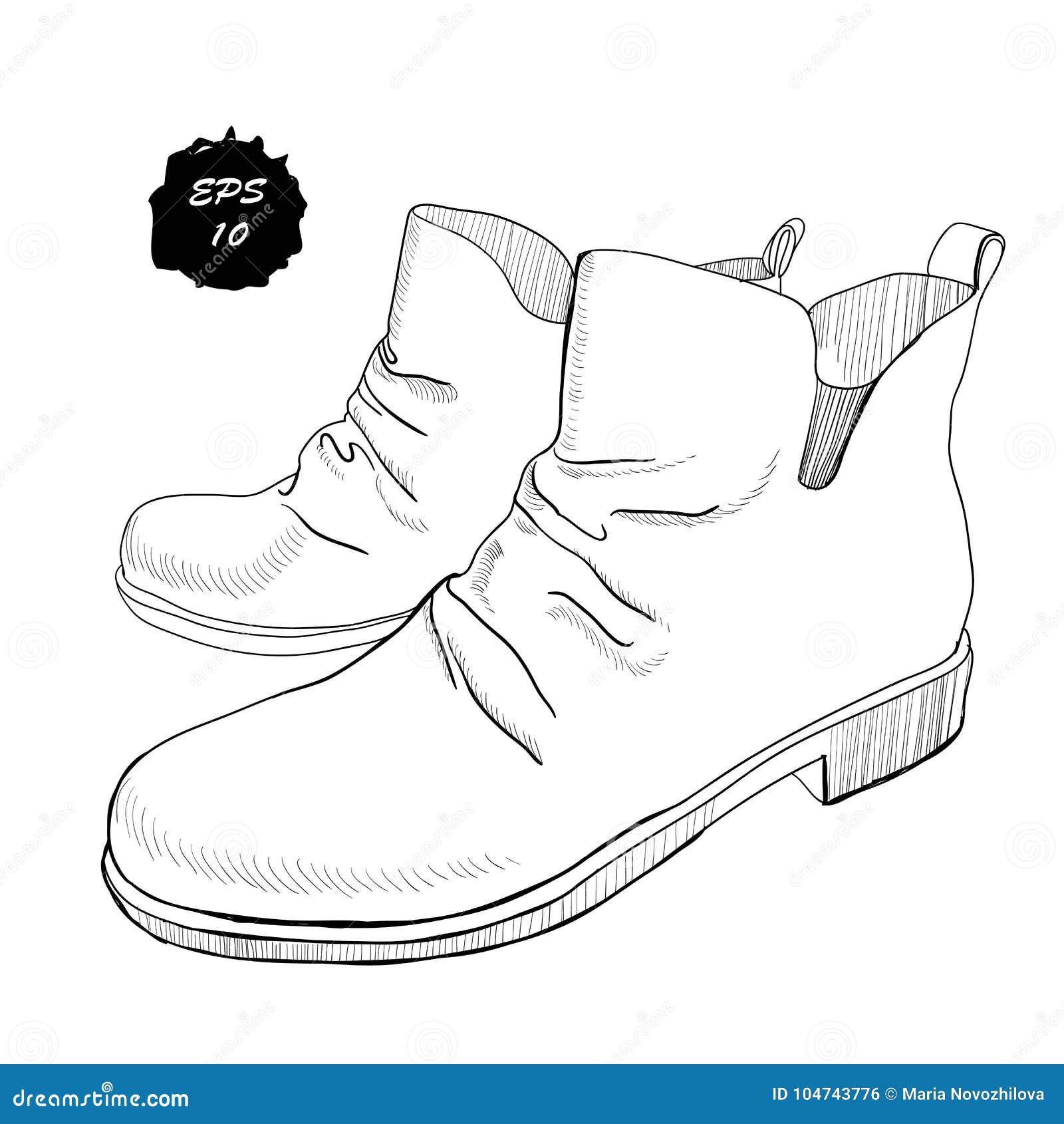 Illustration of Hand Drawn Graphic Men and Women Footwear, Shoes. Shoe ...