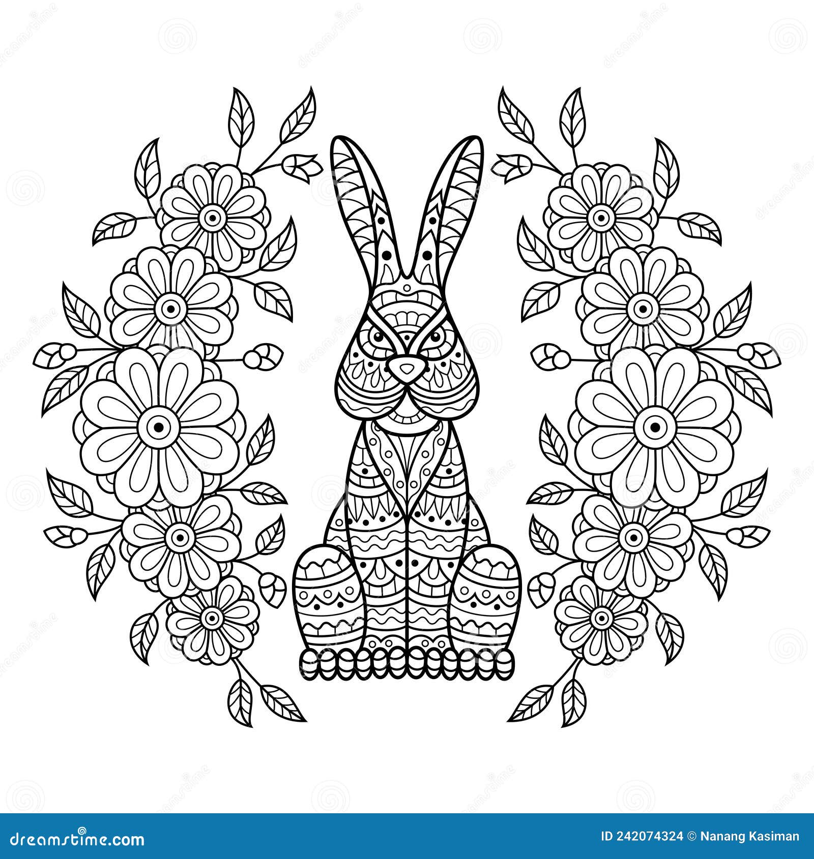 Rabbit Zentangle Stylized Cartoon Vector 66132301