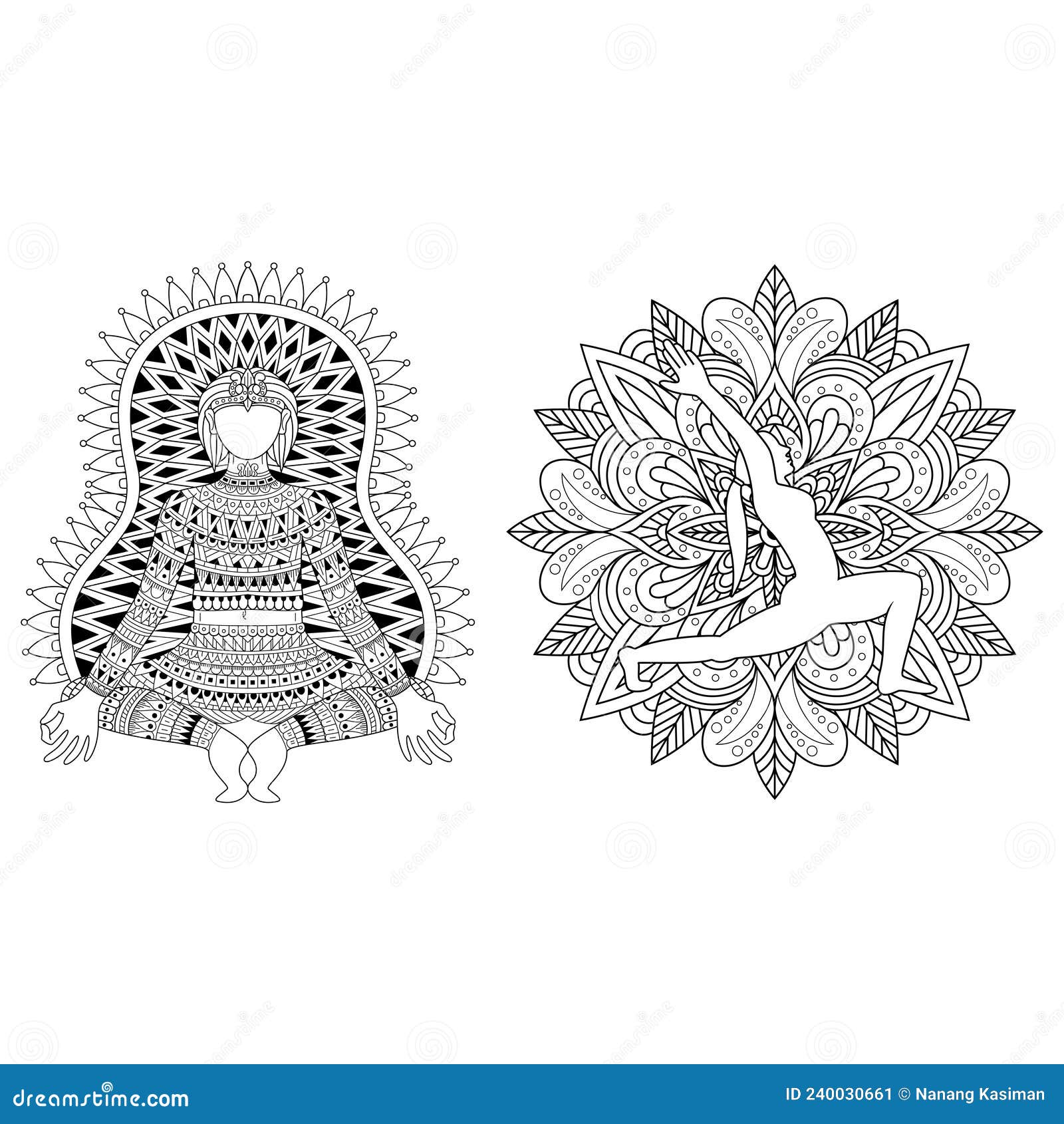 Hand Drawn of Yoga in Zentangle Style Stock Vector Illustration of