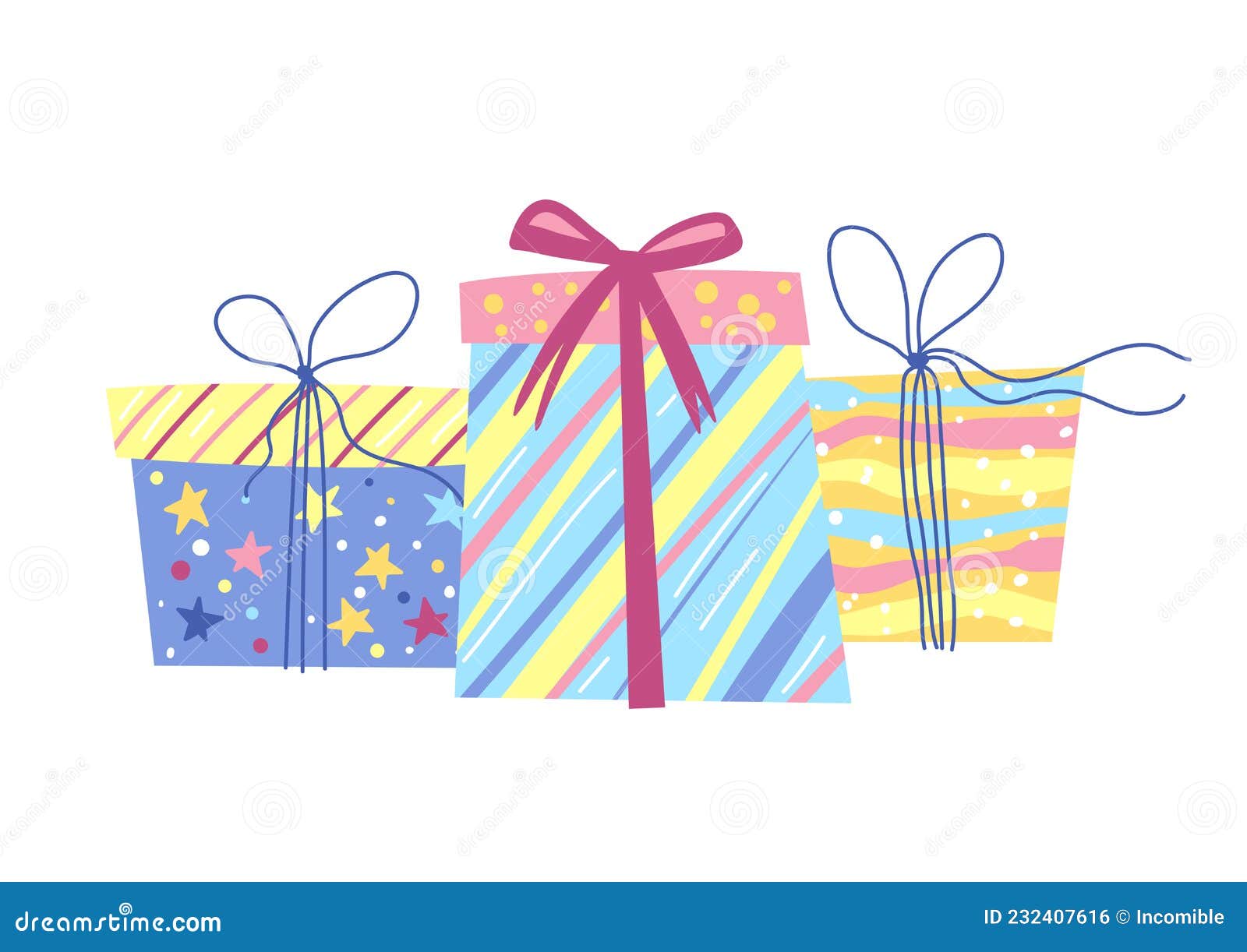 Illustration of Happy Birthday Gift Boxes. Celebration or Holiday Item ...