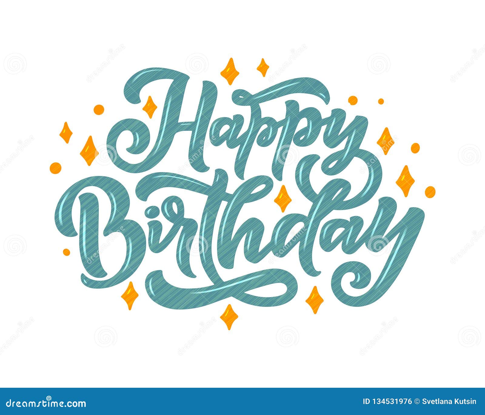 Illustration with Happy Birthday Lettering for Decoration Design ...