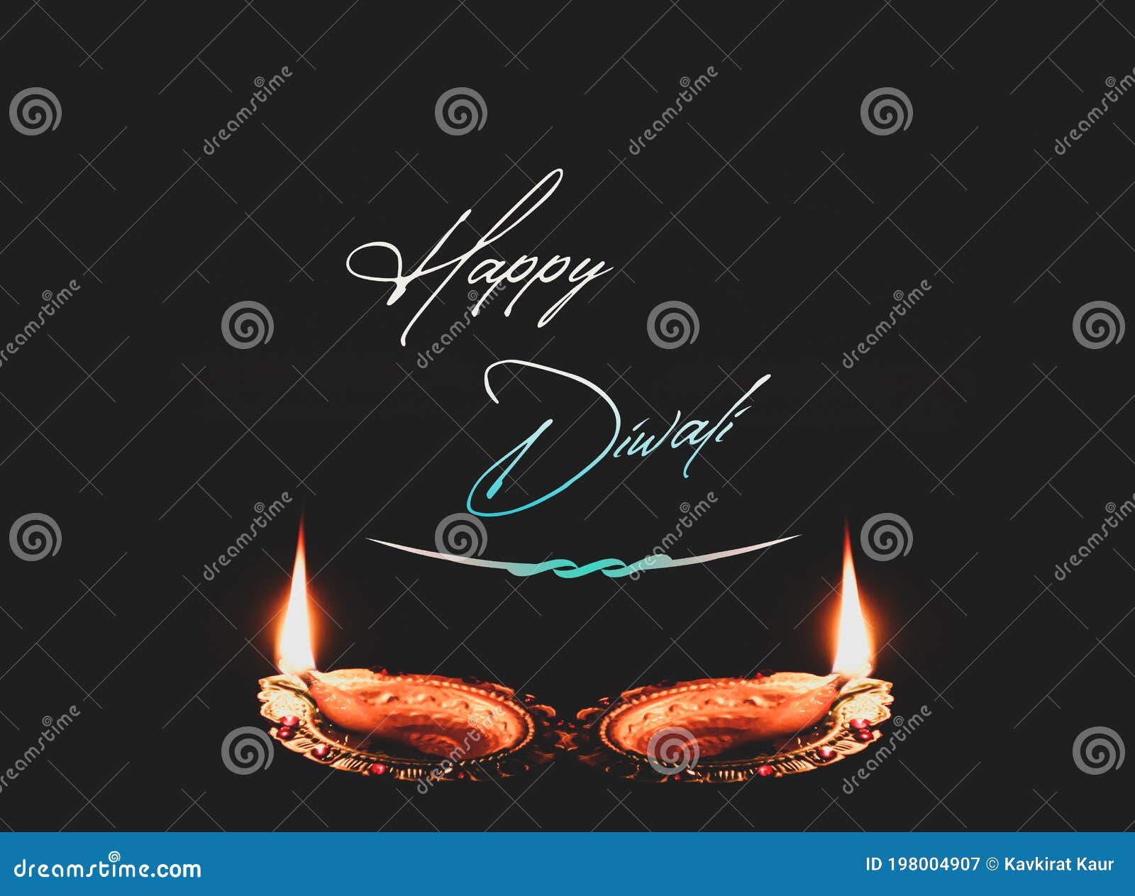 Illustration Of Happy Diwali With Glowing Diyas Greeting Wish Poster