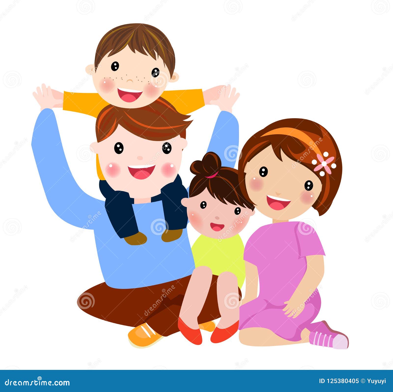 Happy Family with Two Children Stock Vector - Illustration of design ...