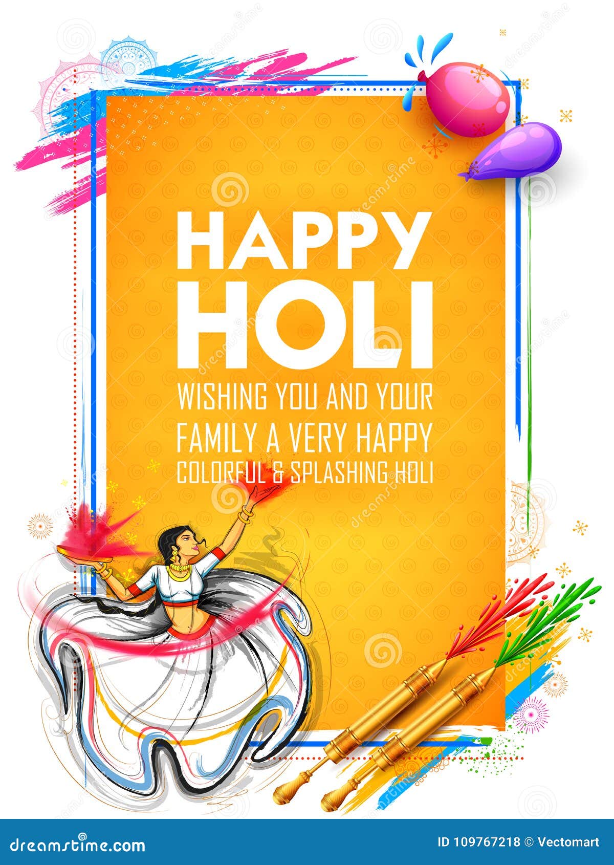 Happy Holi Background for Festival of Colors Celebration Greetings ...