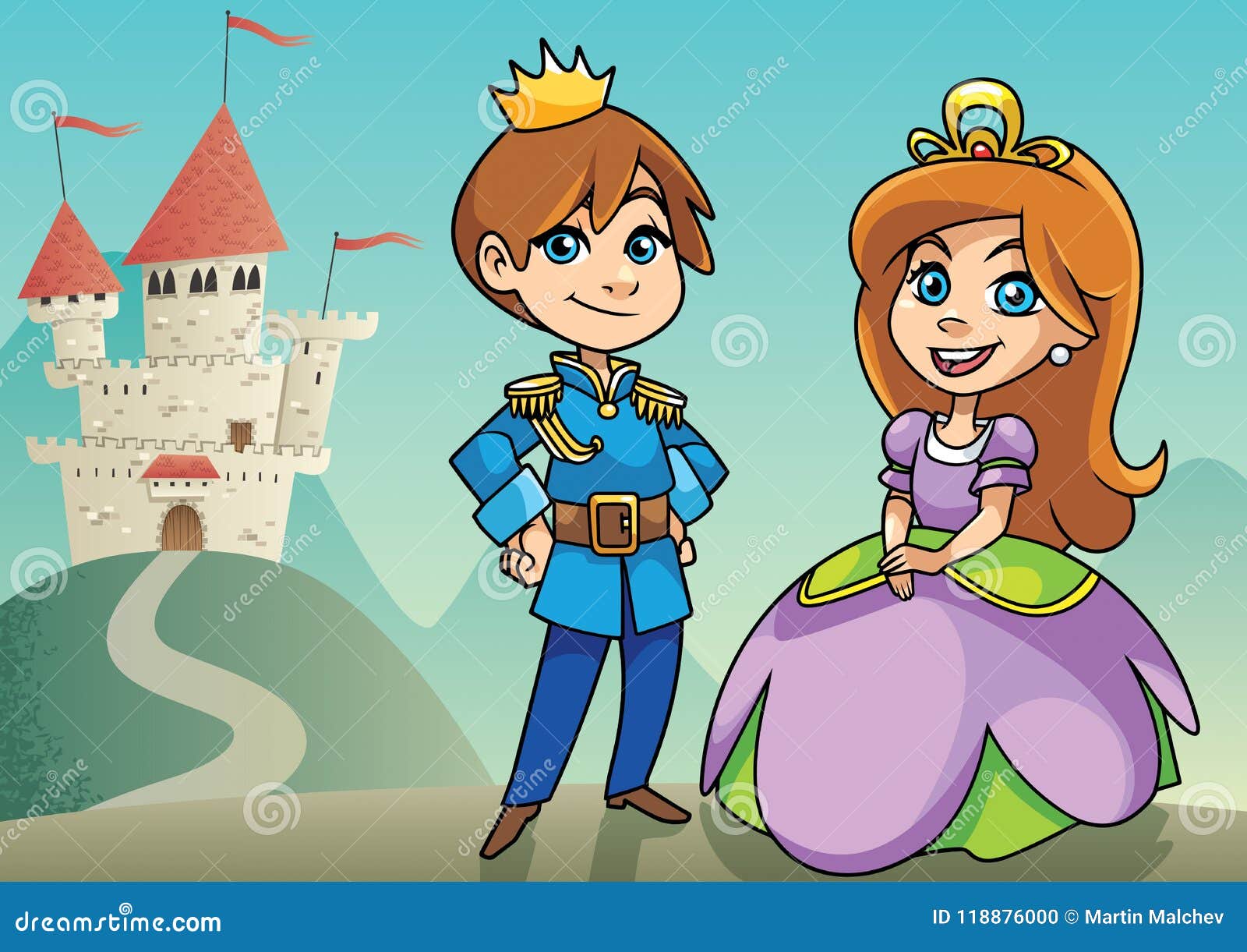 Prince and Princess stock vector. Illustration of cartoon - 118876000