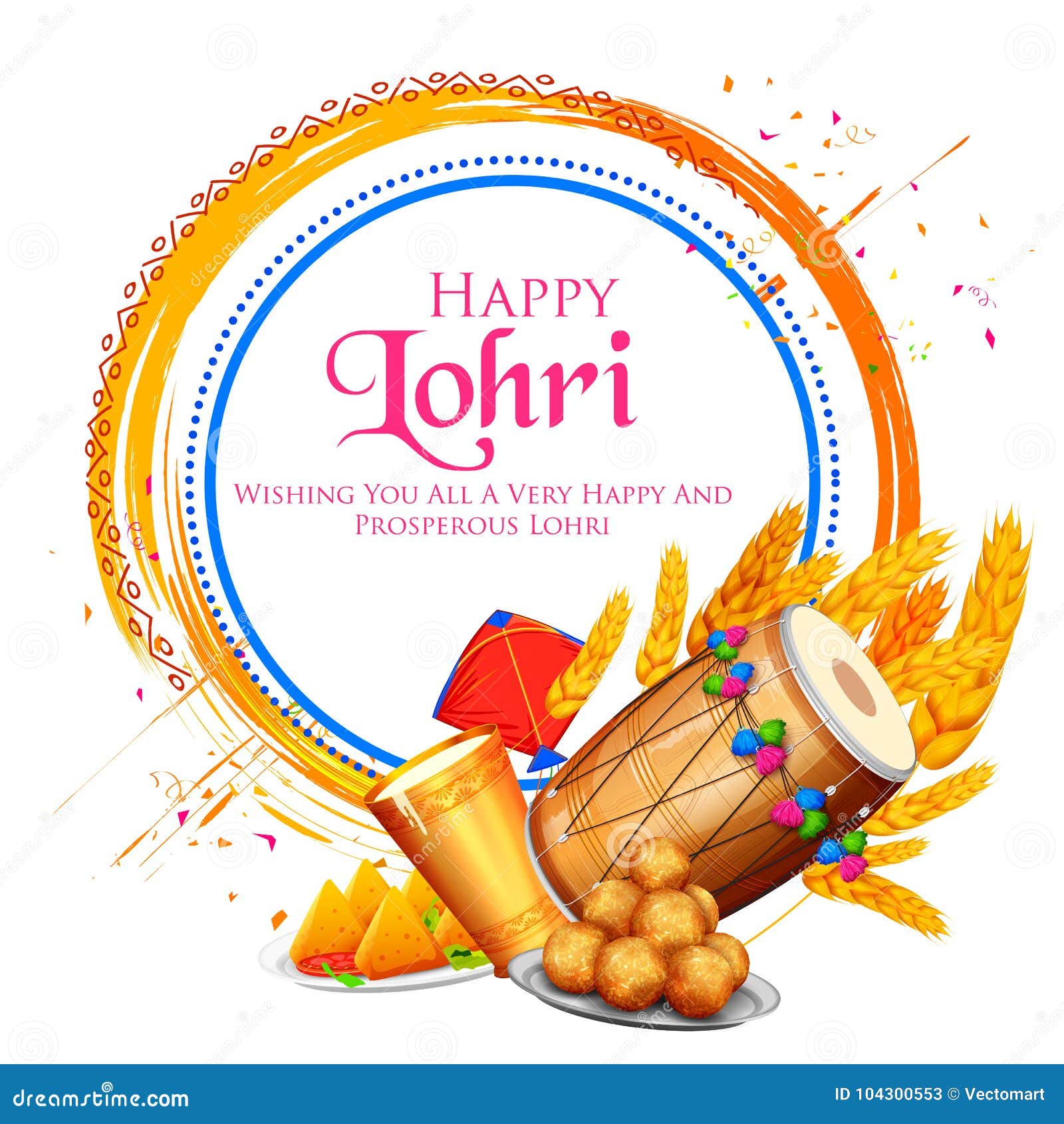 Happy Lohri Holiday Background for Punjabi Festival Stock Vector ...