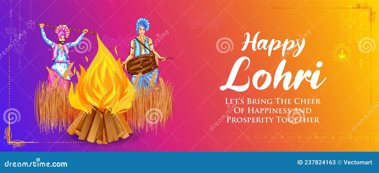 Happy Lohri Holiday Background for Punjabi Festival Stock Image - Image of  harvest, banner: 237824163