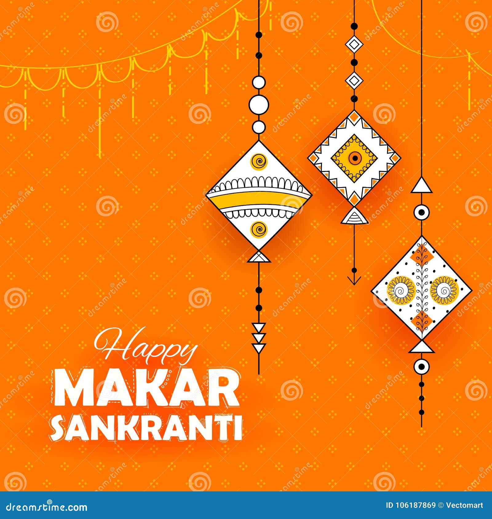 Happy Makar Sankranti Wallpaper with Colorful Kite String Stock Vector -  Illustration of makar, holy: 106187869