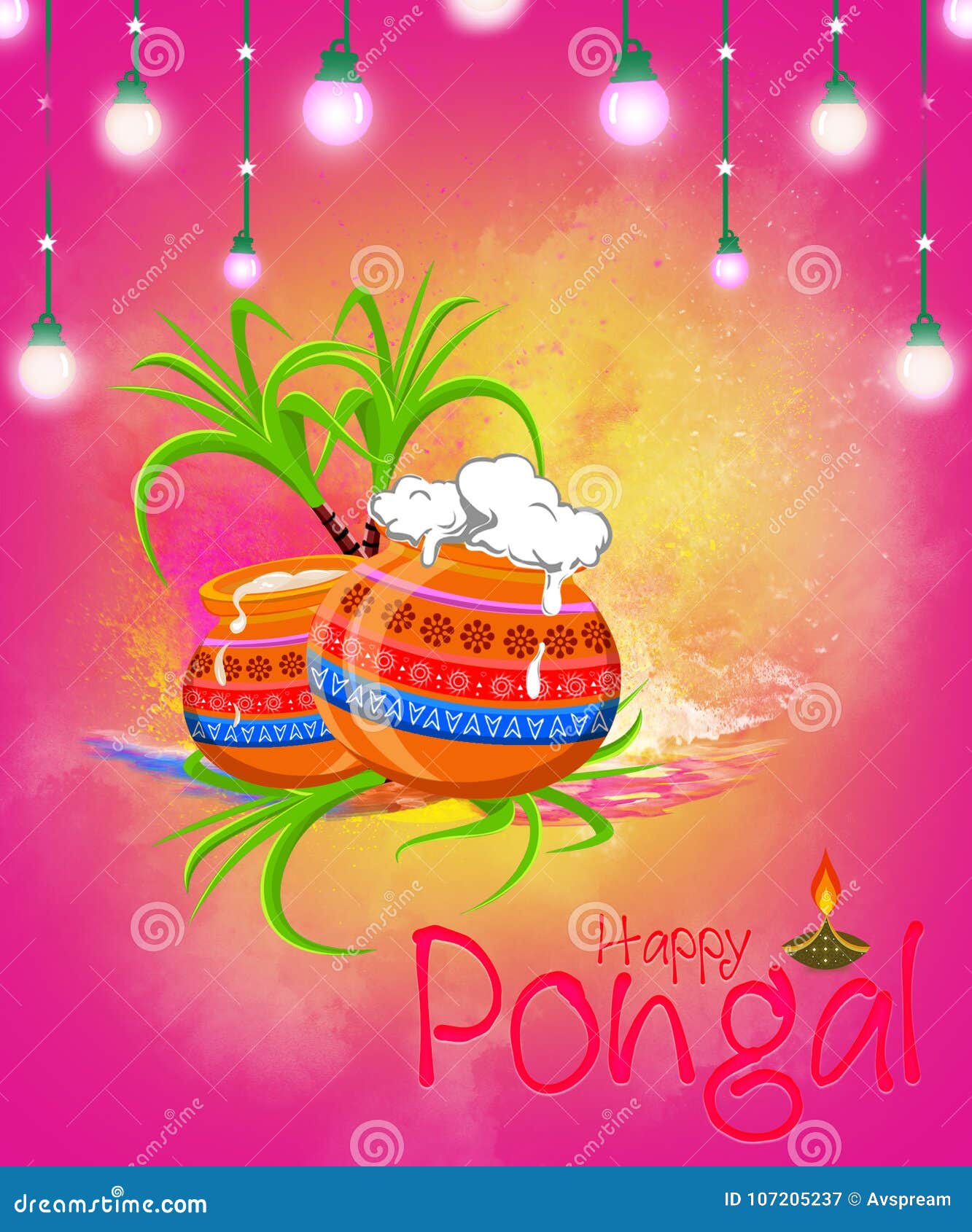 Illustration of Happy Pongal Greeting Background. Stock ...