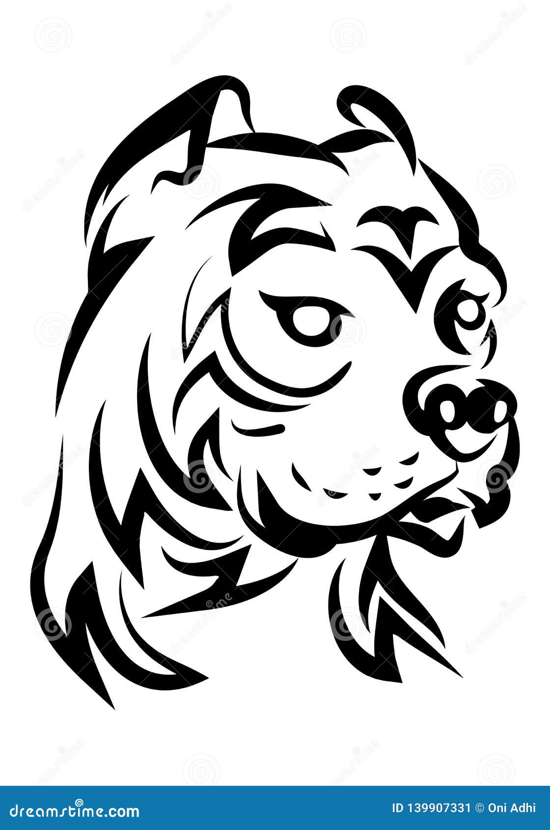 Illustration of Hideous Pitbull Dog Tattoo Stock Illustration -  Illustration of wildlife, bull: 139907331