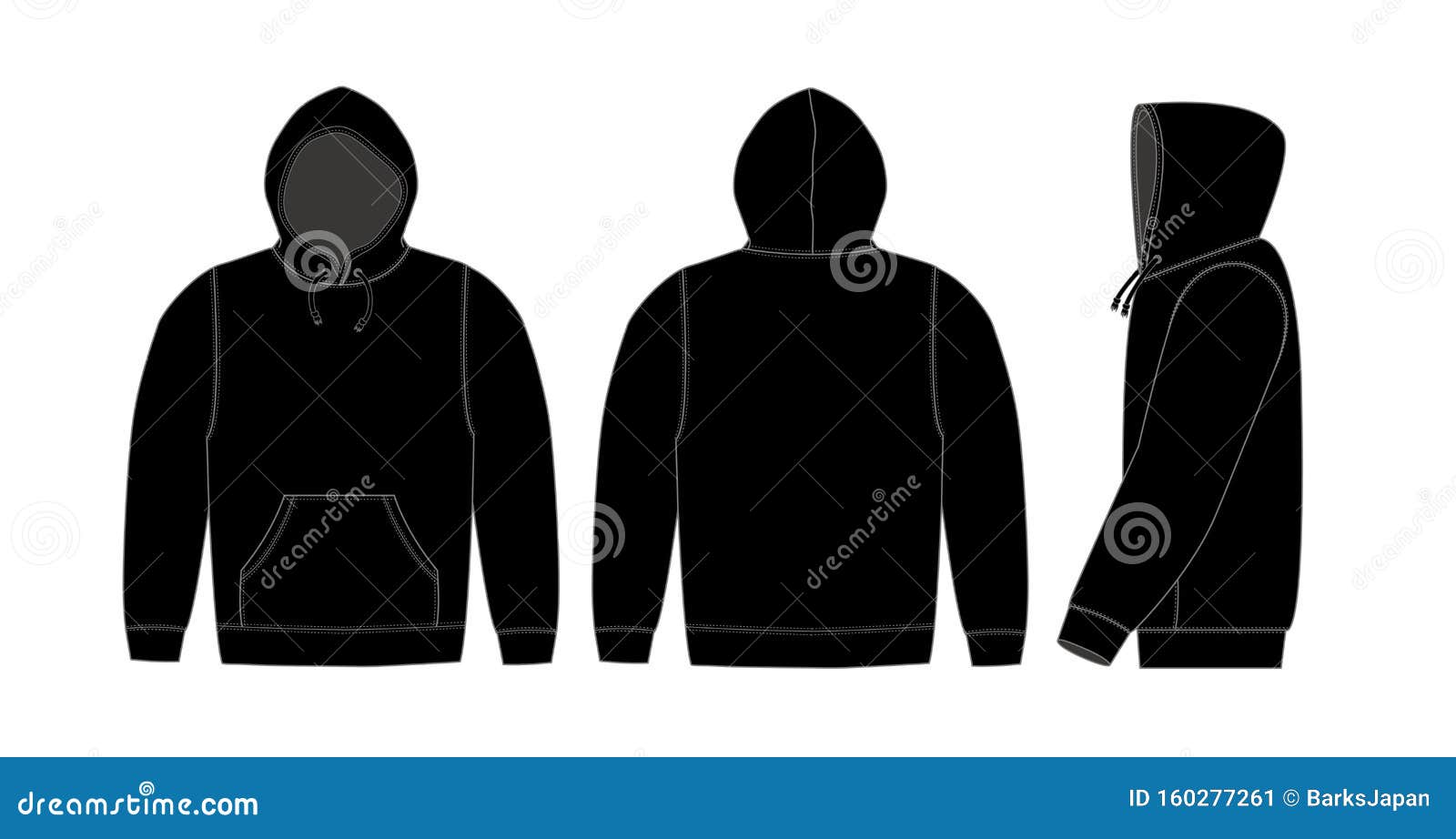 Illustration of Hoodie Hooded Sweatshirt with Side View / Black Stock Illustration of Hoodie Hooded Sweatshirt with Side View / Black Stock