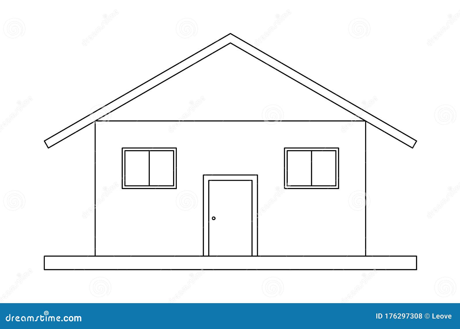 Illustration of House with Door and Two Windows Stock Illustration ...