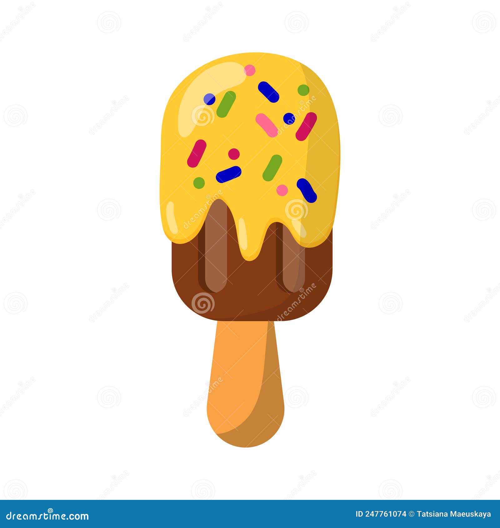 Illustration of Ice Cream on a Stick. Vector Isolated on a White ...