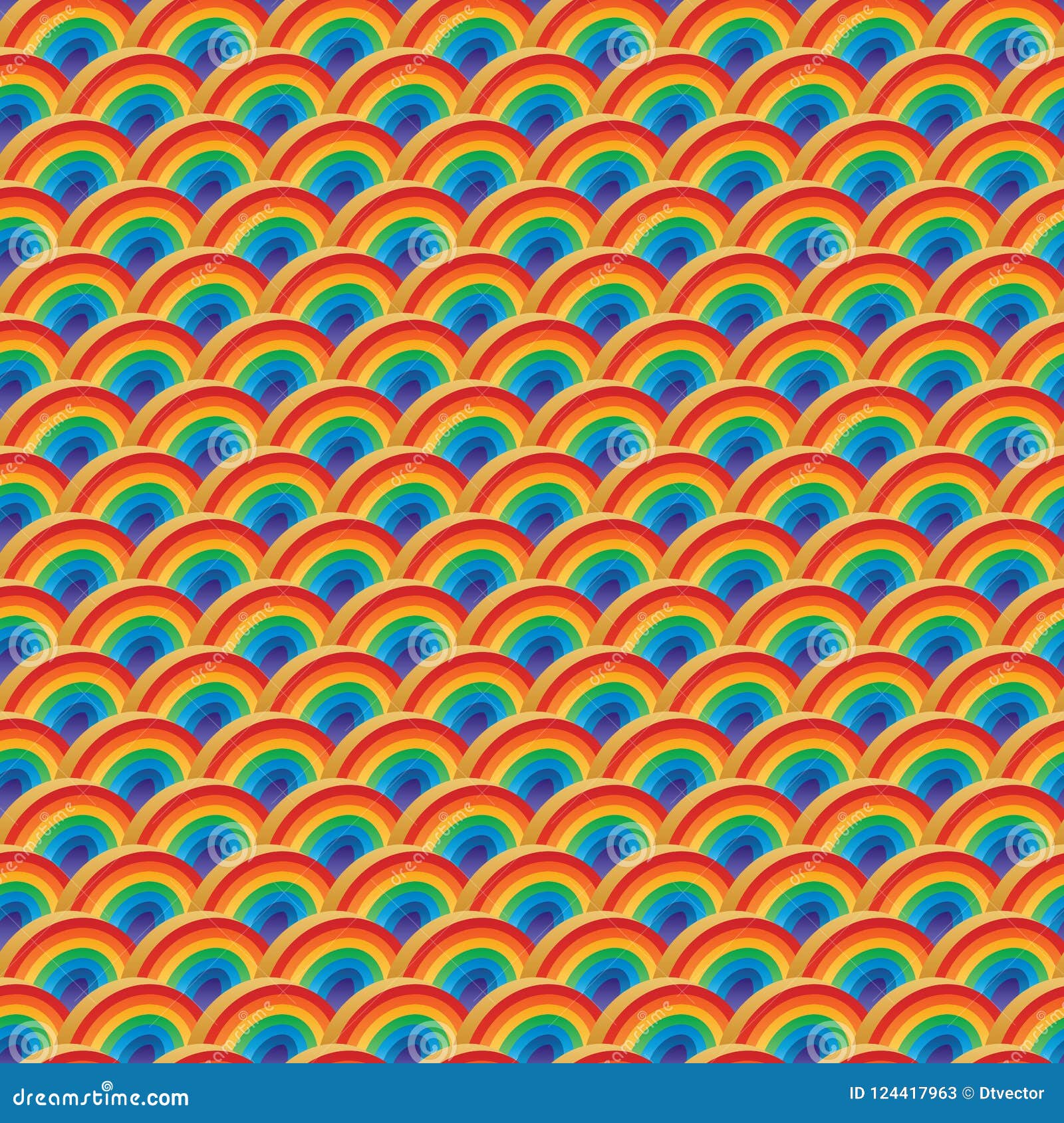 half circle 3d rainbow color symmetry seamless pattern