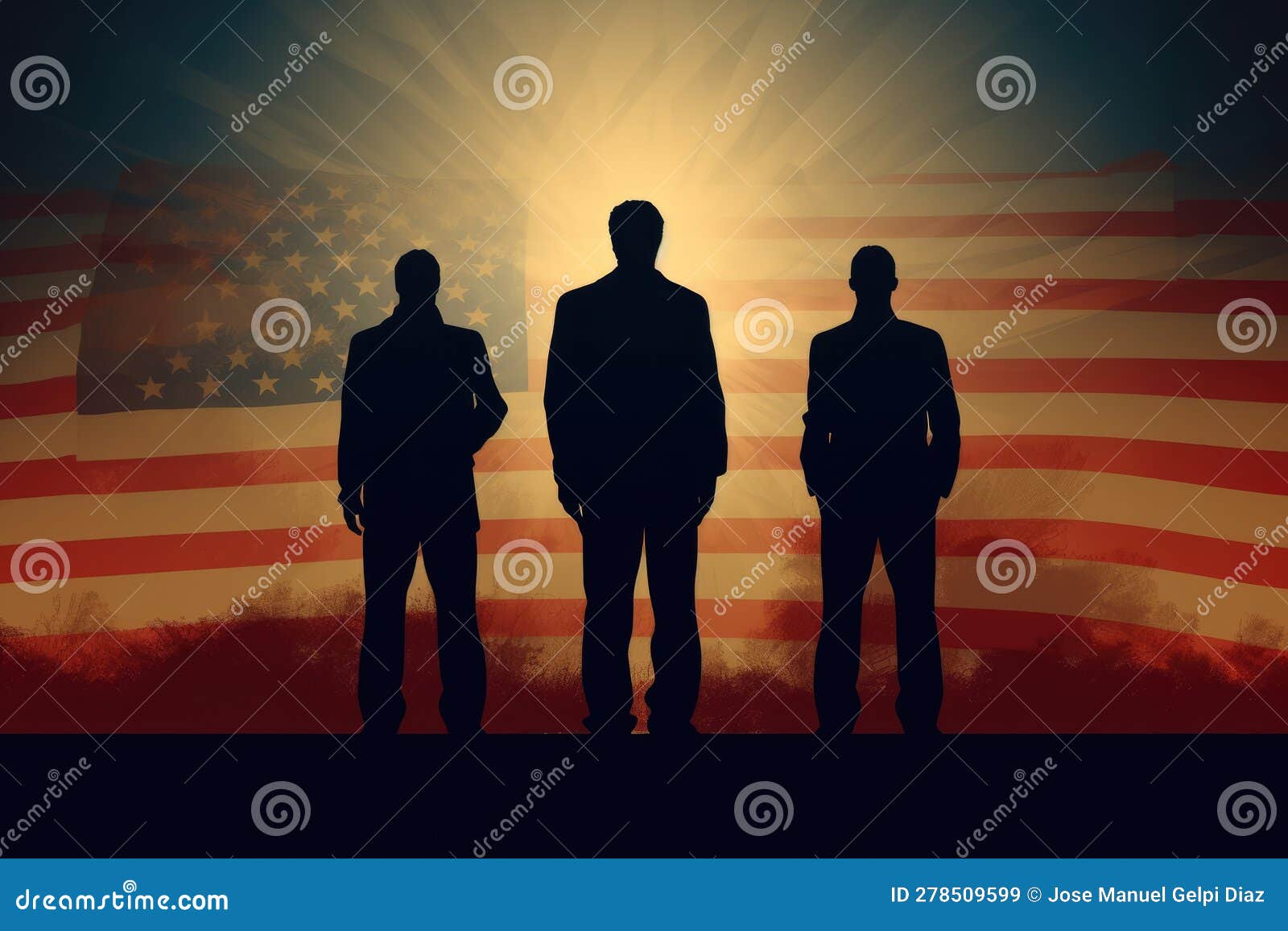  for independence day of the united states, july 4th - soldiers with american flag under a beautiful sun. generative