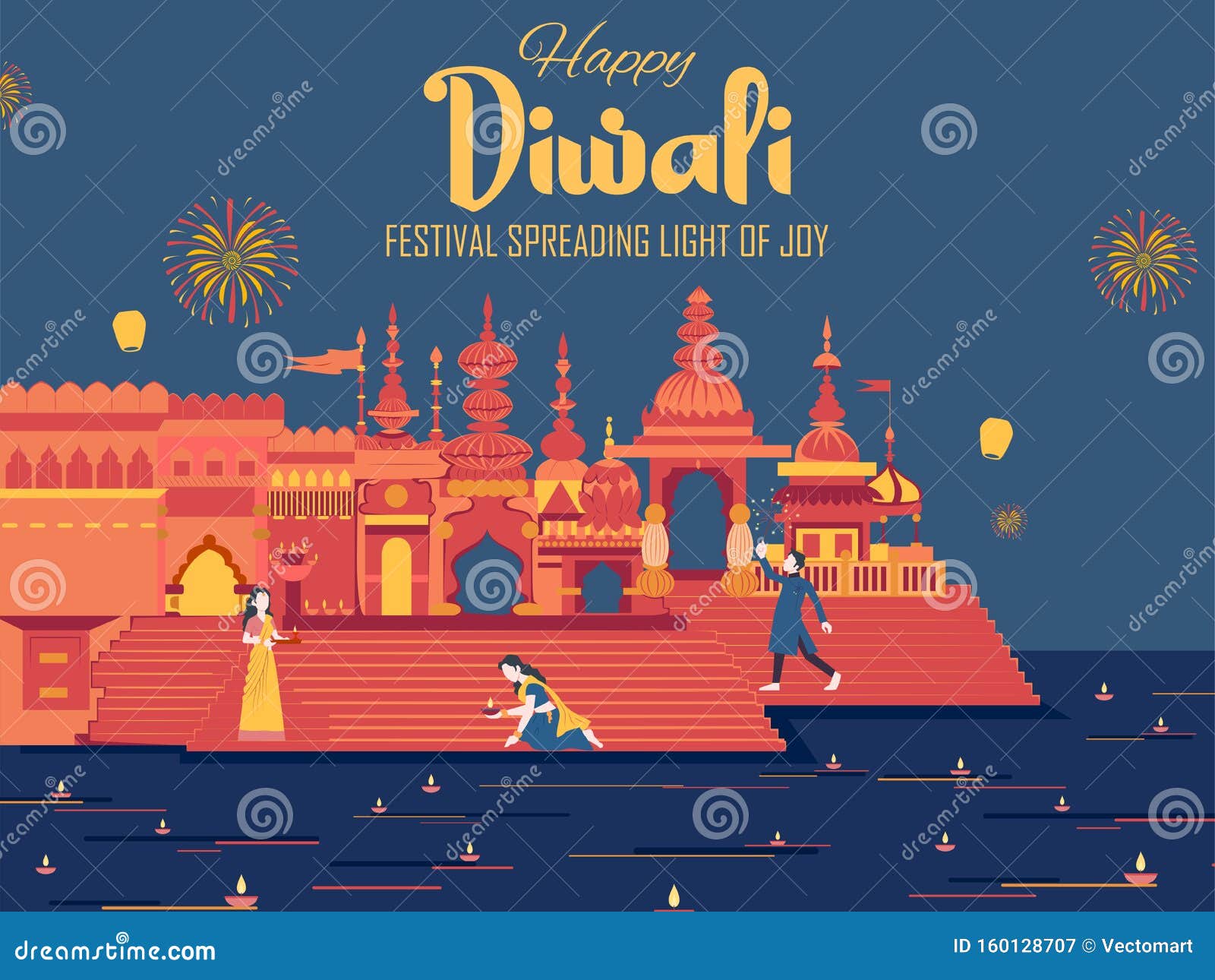 happy diwali hindu holiday background for light festival of india
