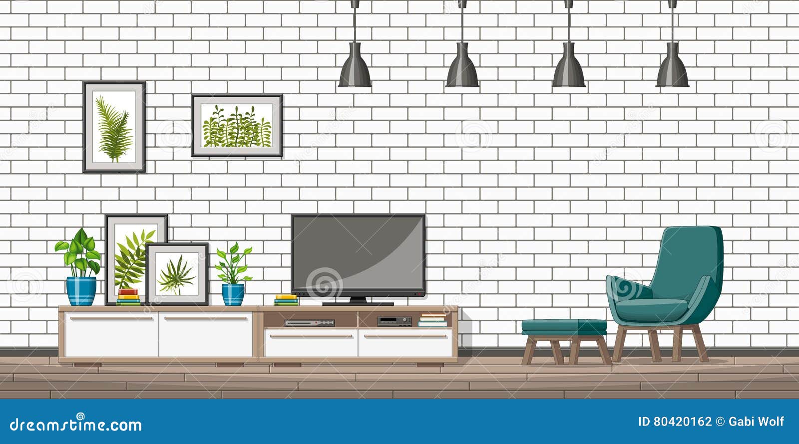 Illustration of Interior of a Modern Living Room Stock Vector