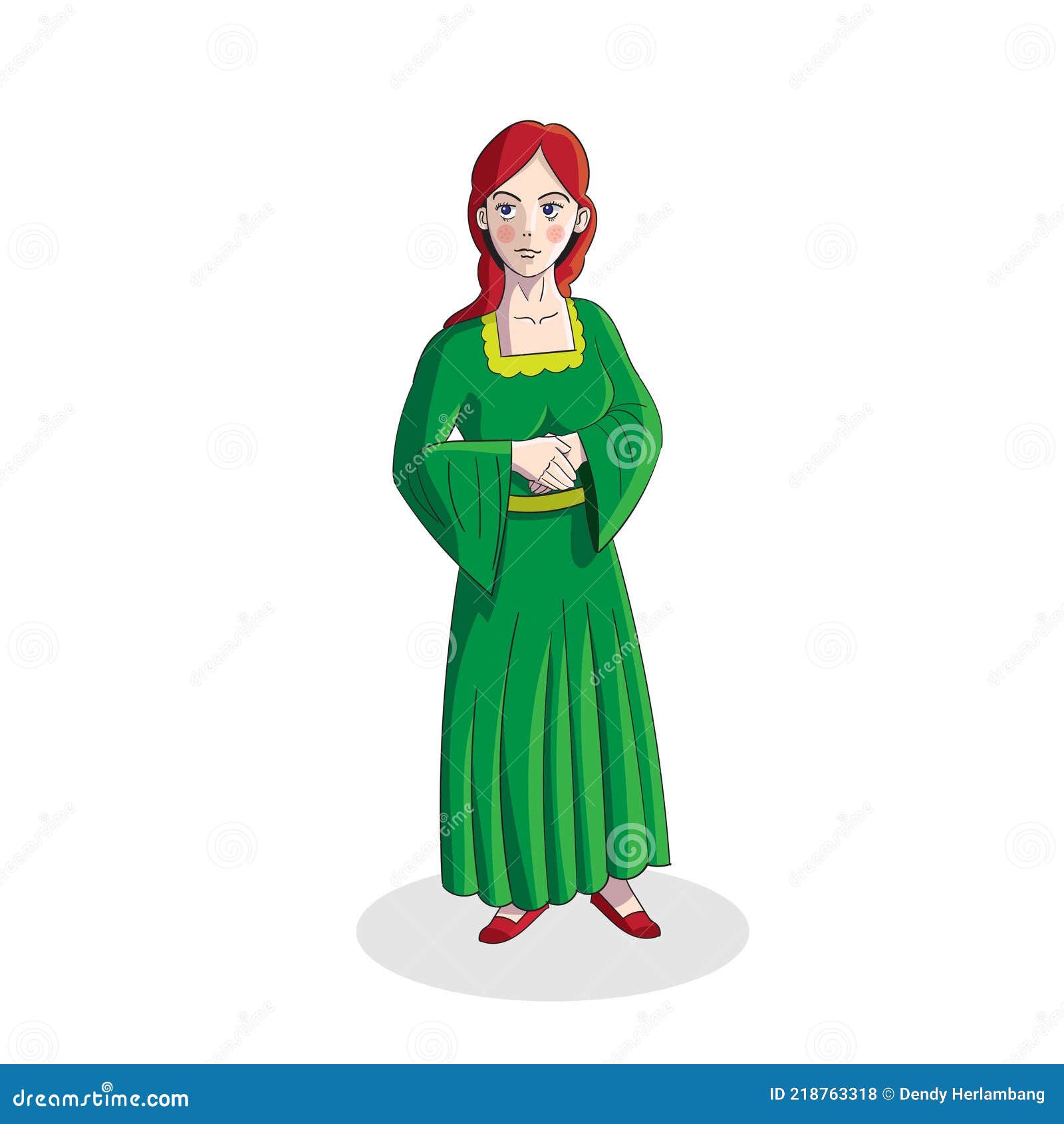 An Illustration of Irish Girl Character with Red Hair Wearing Traditional  Green Clothes Stock Vector - Illustration of cartoon, banner: 218763318