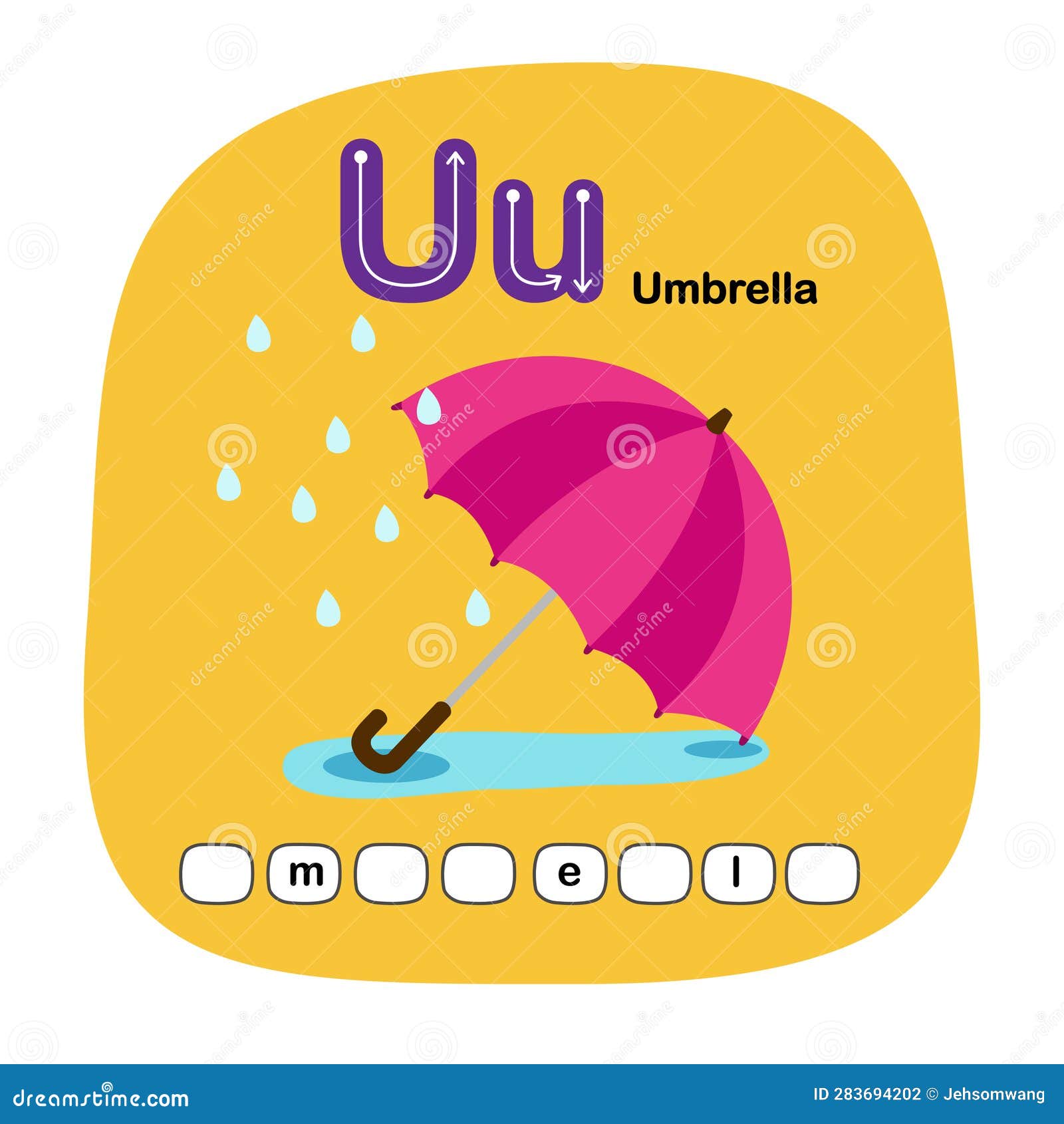 Alphabet Letter UUmbrella stock vector. Illustration of education