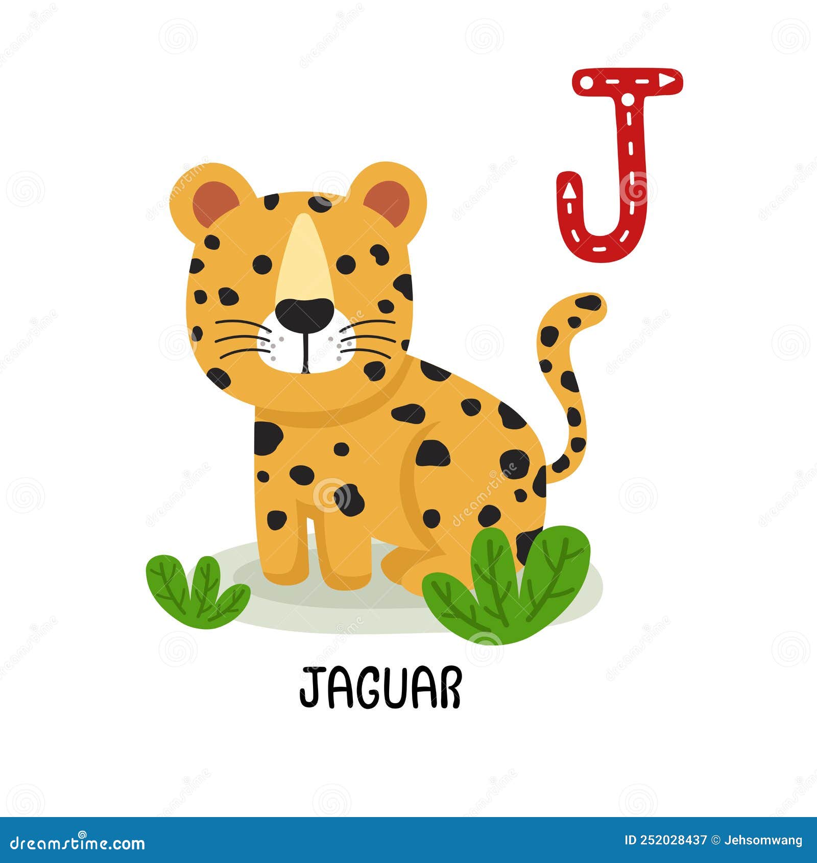 Animal Alphabet Letter J-Jaguar Stock Vector - Illustration of english ...