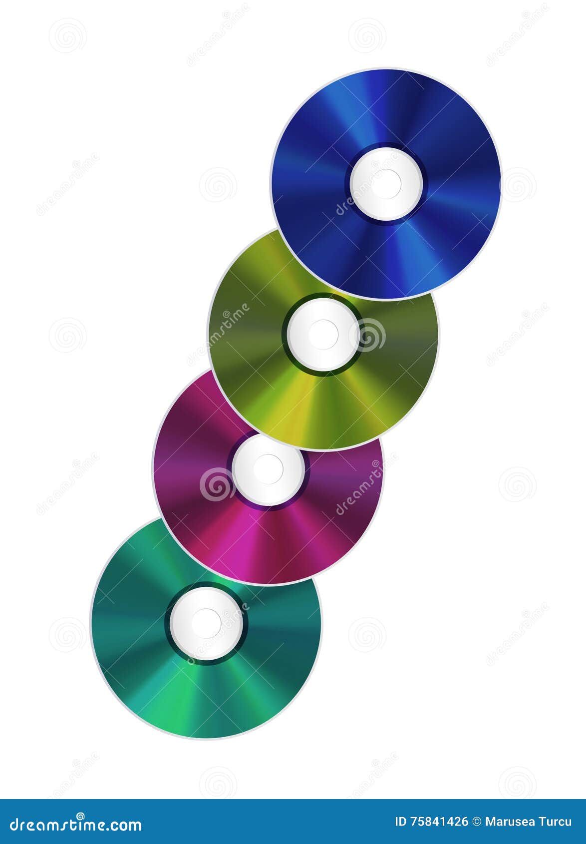 Illustration of an Isolated Realistic Compact Discs Stock Illustration