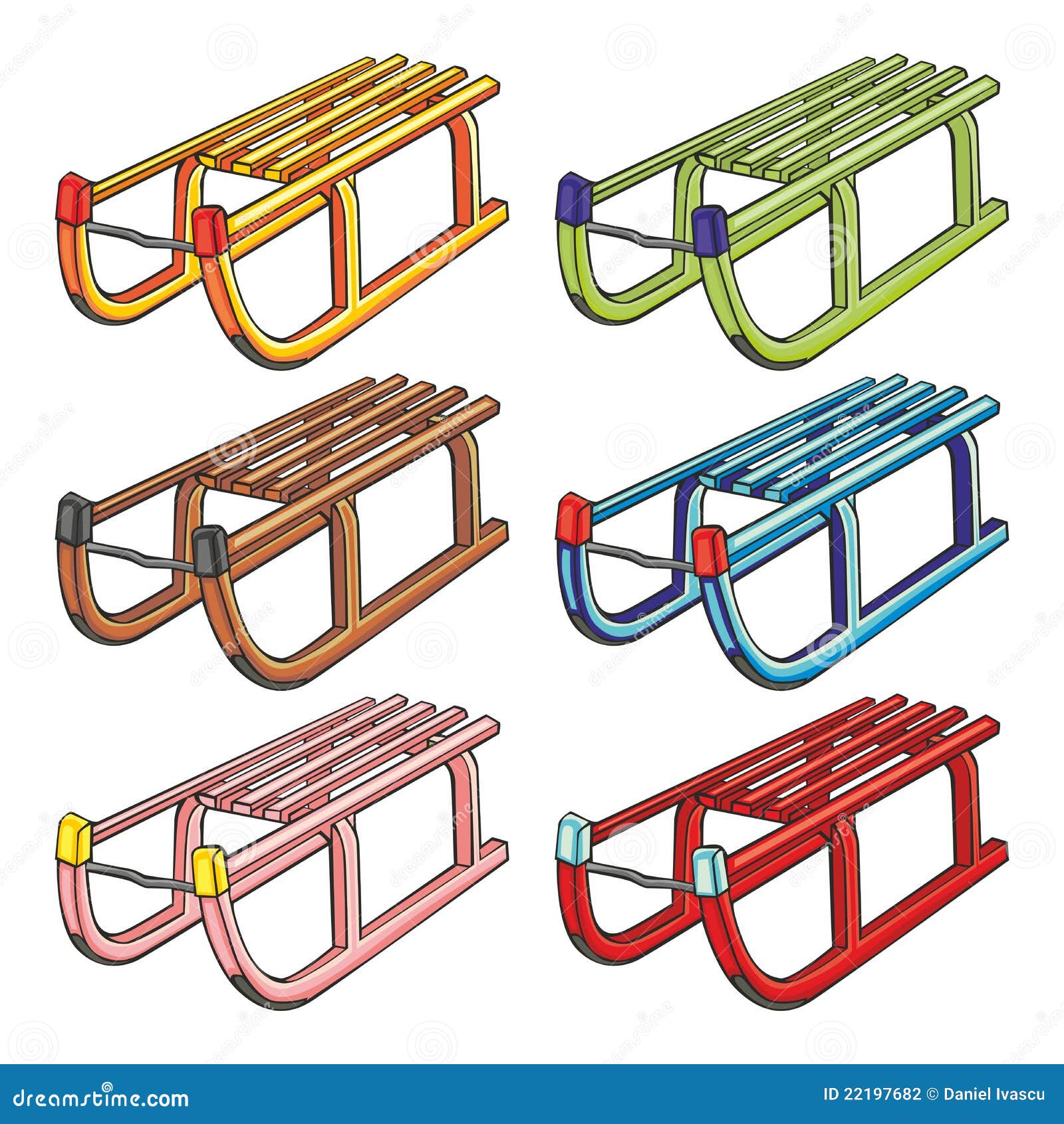 Illustration of Isolated Sleighs Stock Vector Illustration of season, blue 22197682