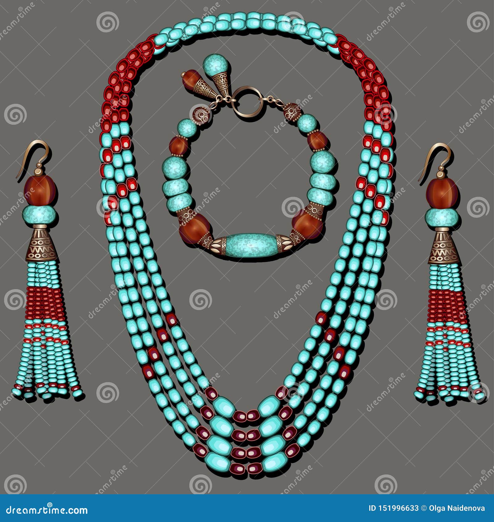Pendant and bead earrings