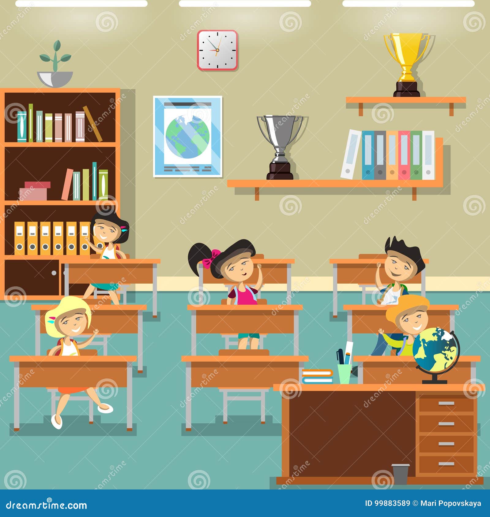 Illustration of a Kids in Classroom Stock Vector - Illustration of