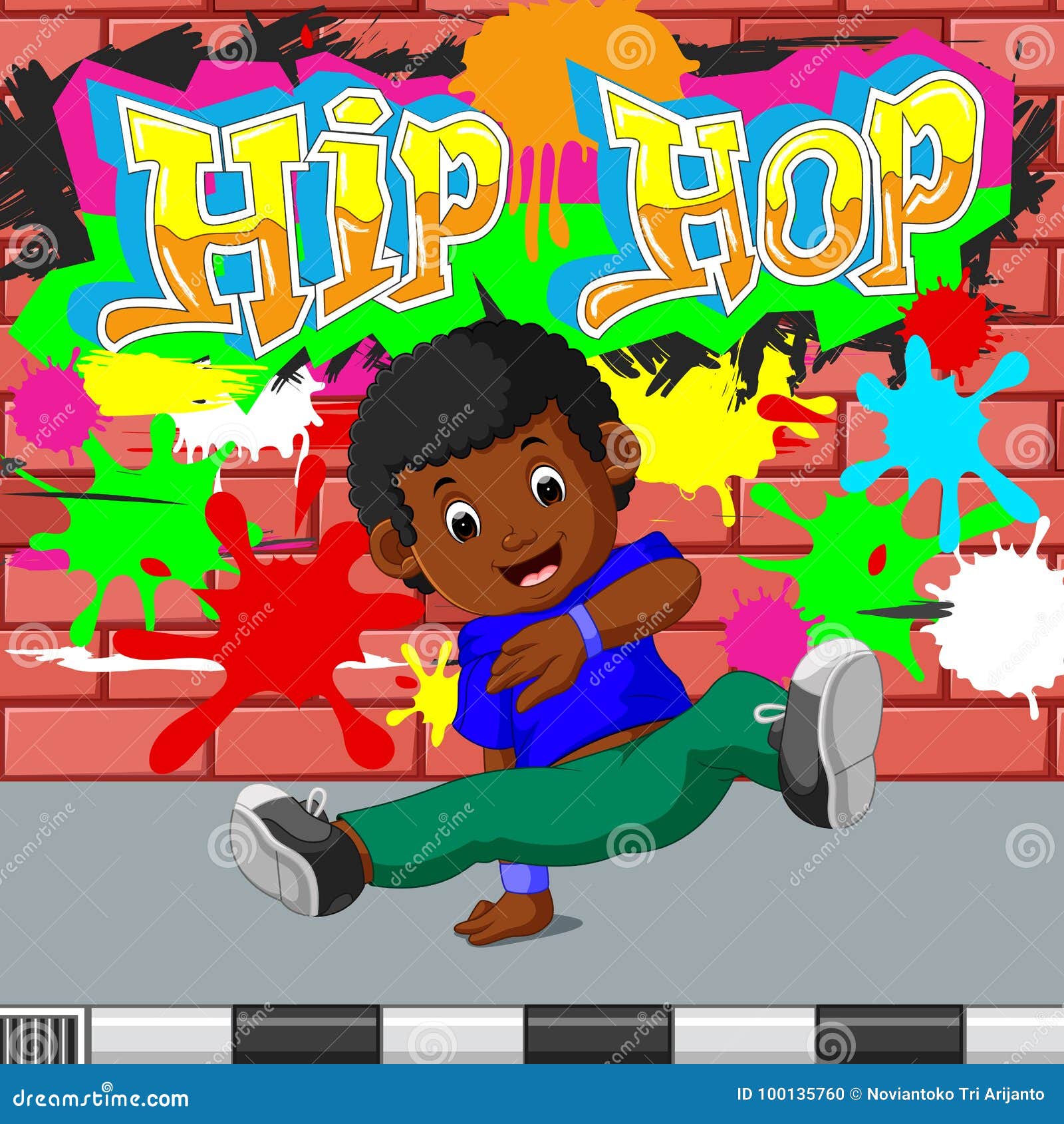 Kids dancing hip hop stock vector. Illustration of acrobat 100135760