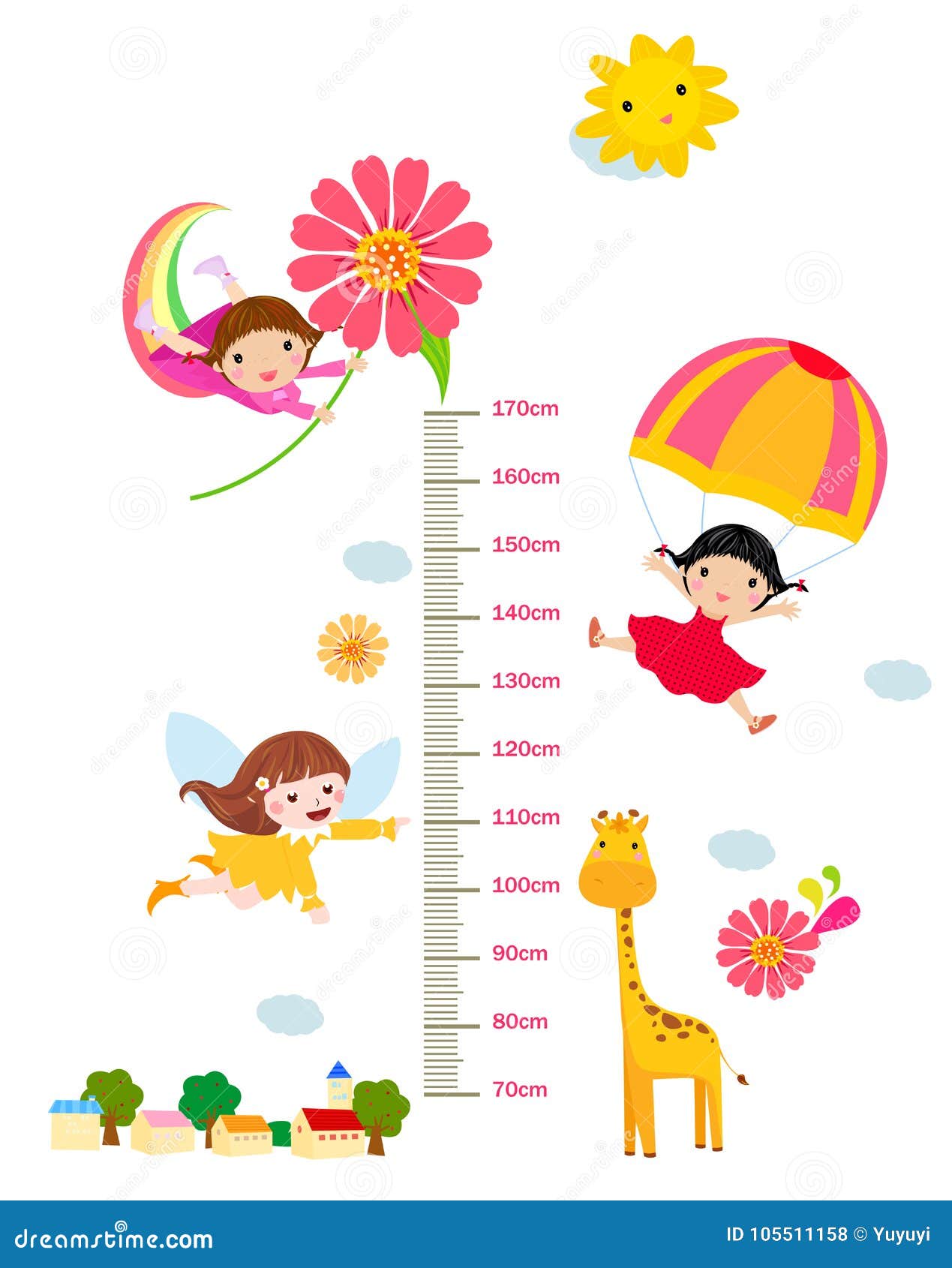 Kids Height Scale with Funny Animals and Children Stock Vector ...