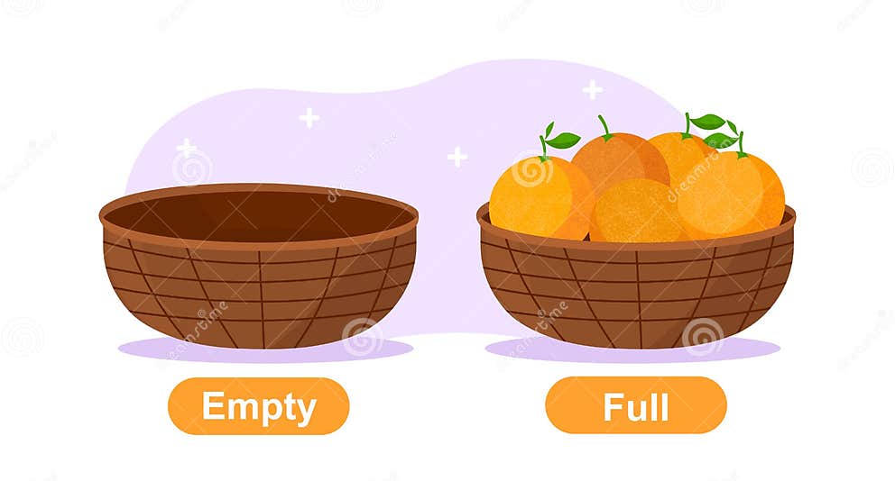 Illustration for Kids with Opposite Words with Empty and Full Buckets