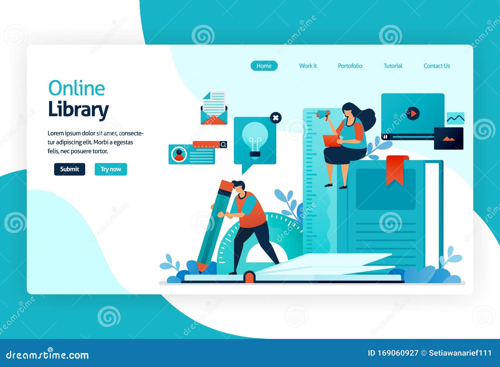  of landing page for digital library. repository or collection of online database of text, images, audio, video, or