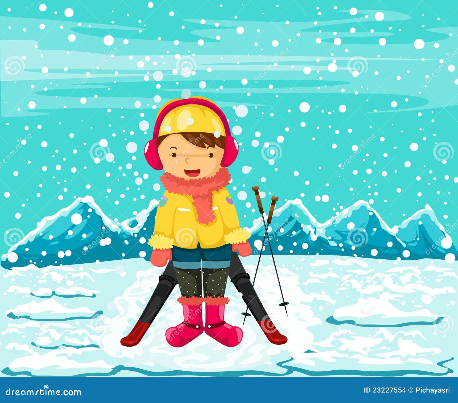 Illustration of Landscape Girl Skiing Stock Vector Illustration of landscape, drawing 23227554