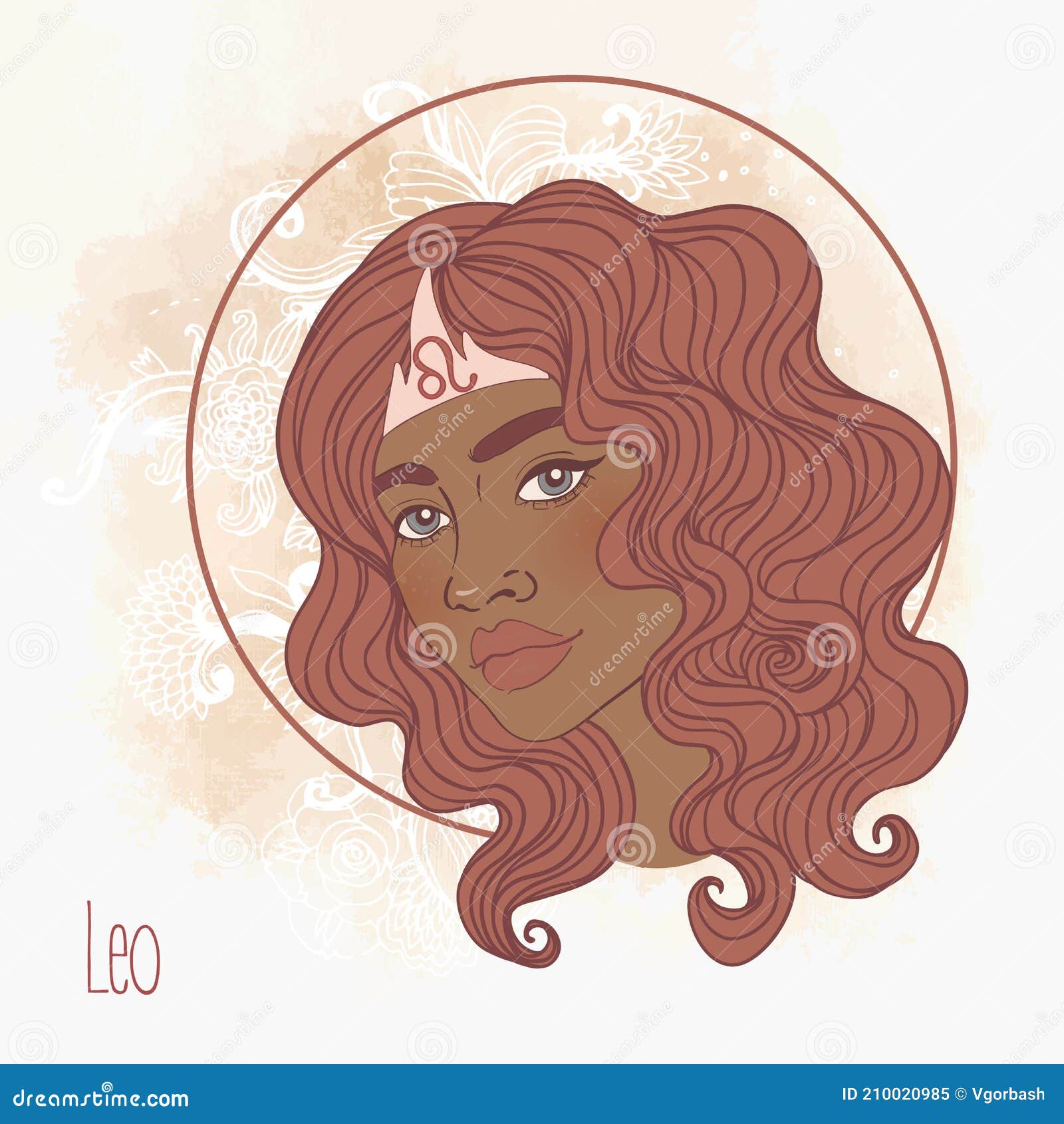 Illustration of Leo Astrological Sign As a Beautiful African American ...