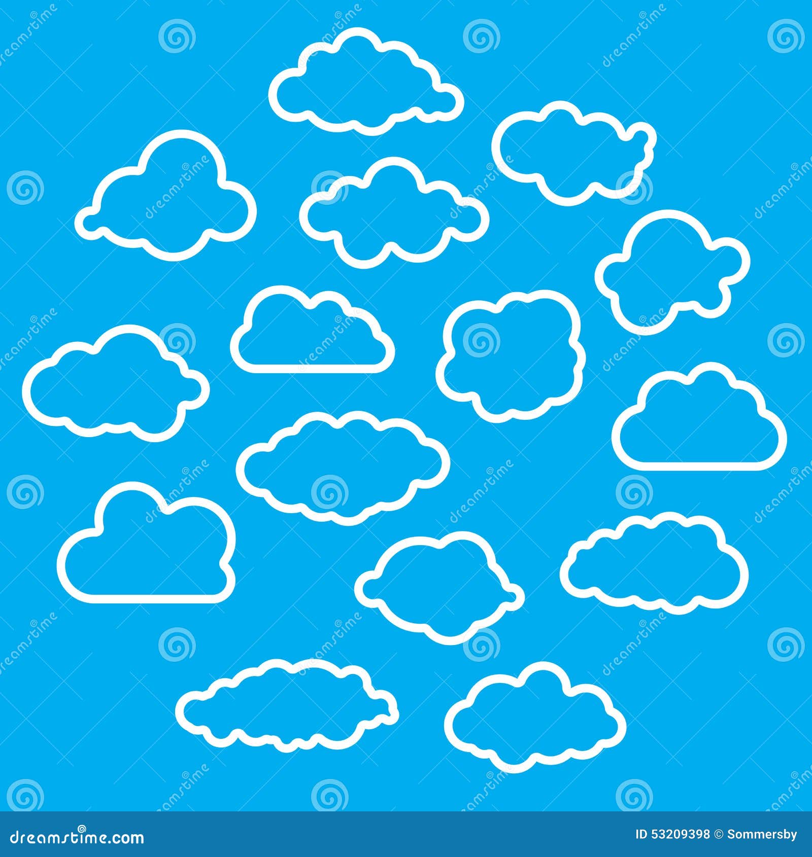 Illustration of Linear Clouds Collection Stock Vector - Illustration of ...