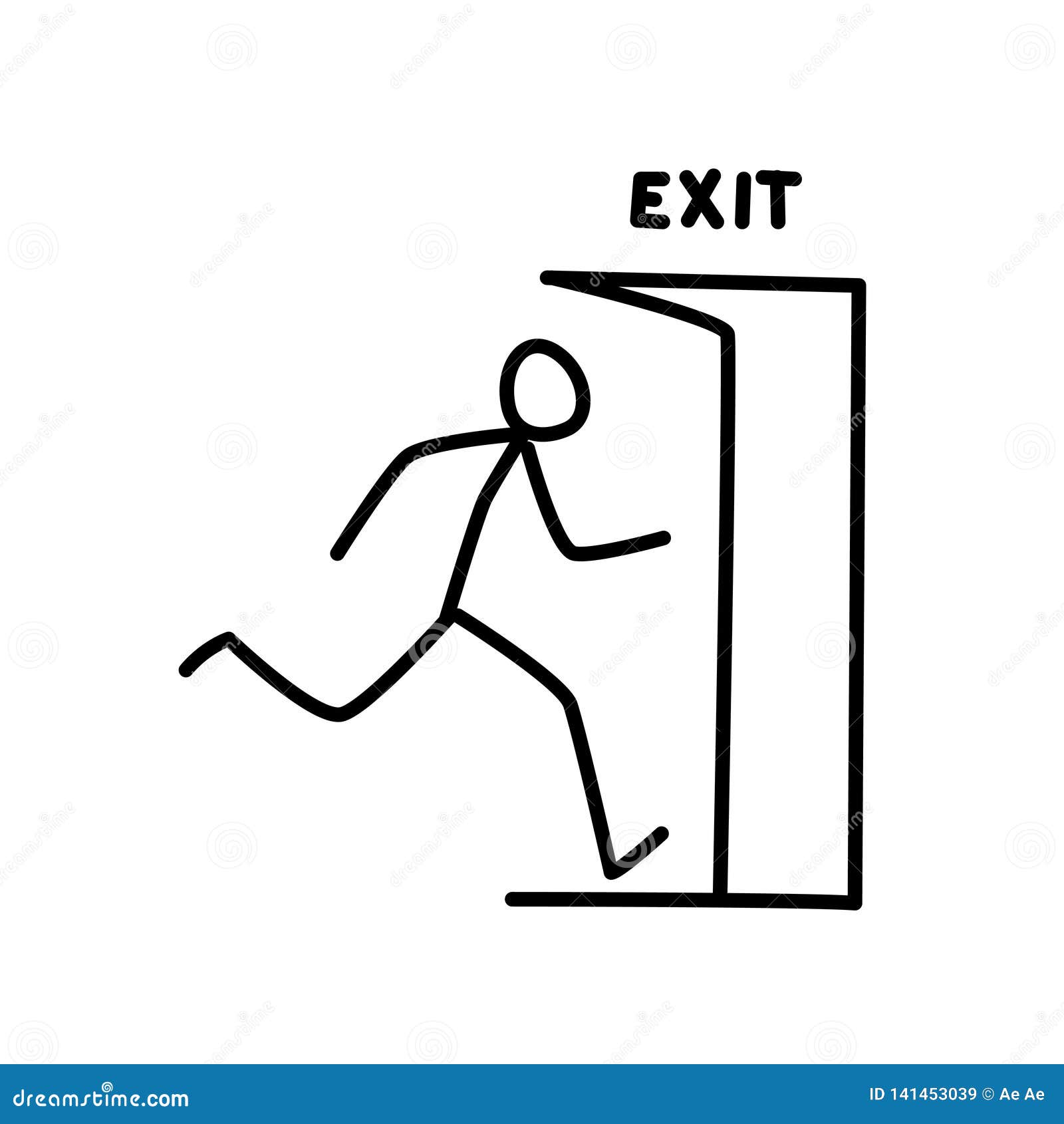 Illustration Of A Little Man Running Out Of The Door Vector