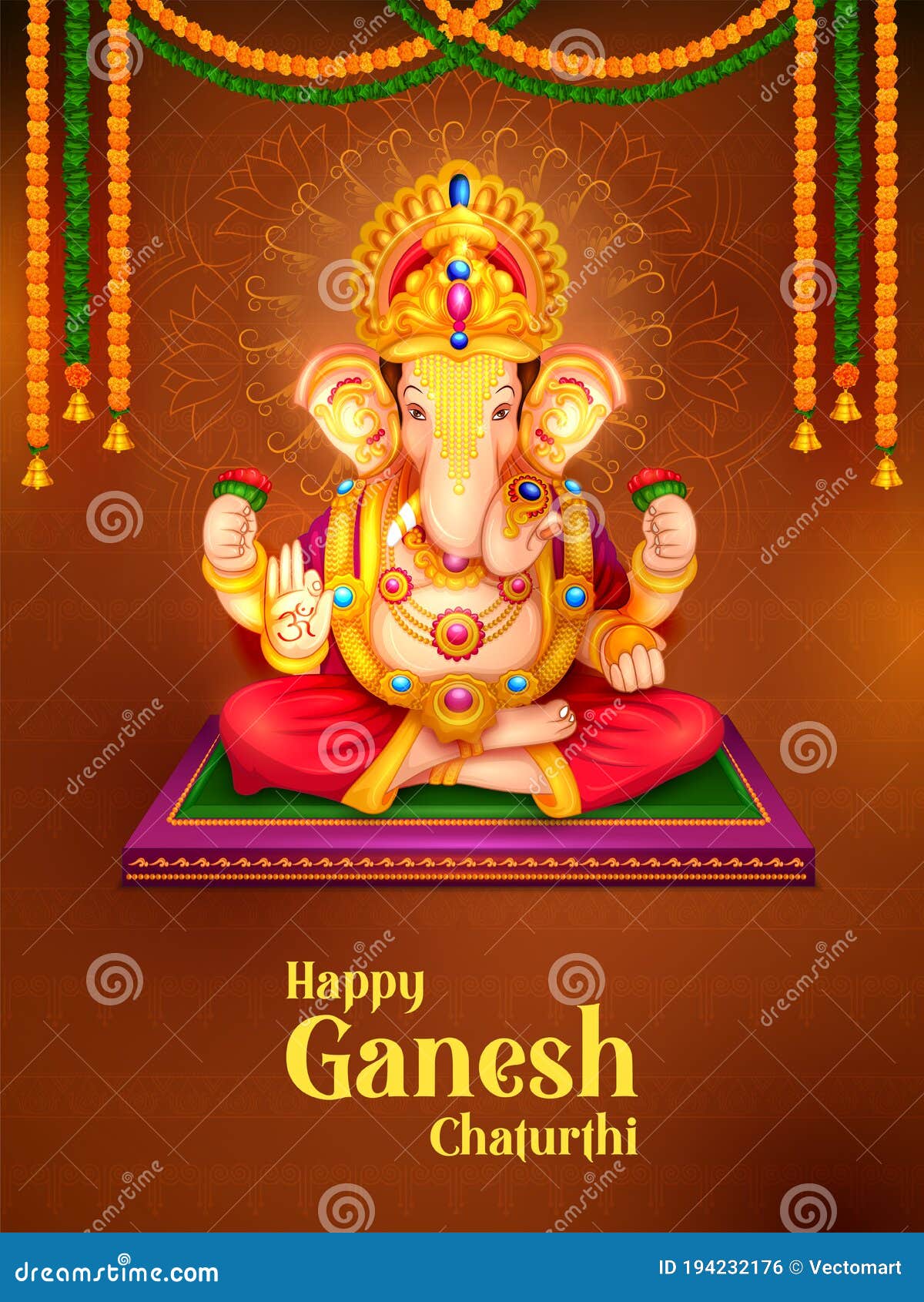 Lord Ganpati Background for Ganesh Chaturthi Festival of India with ...