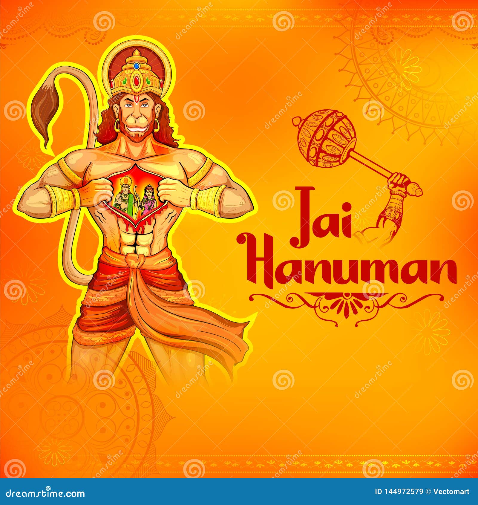 Lord Hanuman on Abstract Background for Hanuman Jayanti Festival of India  Stock Vector - Illustration of hinduism, faith: 144972579