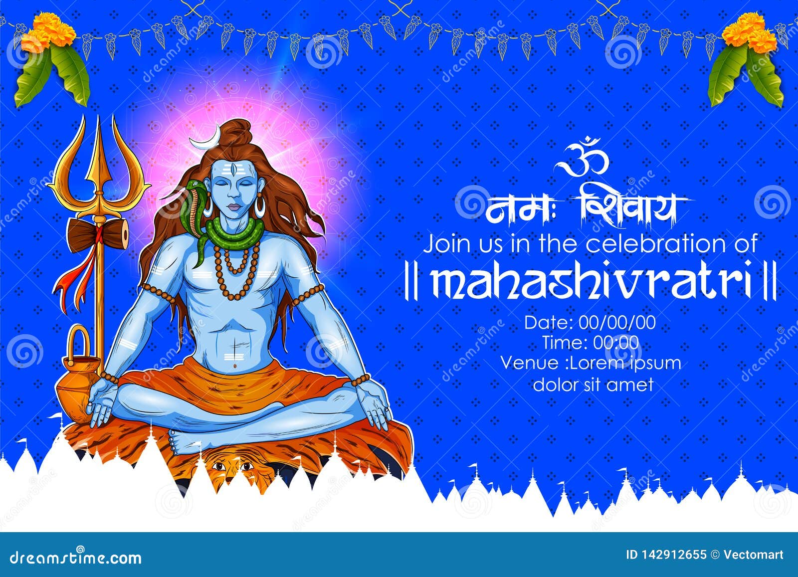 Lord Shiva, Indian God of Hindu for Shivratri with Message Om ...