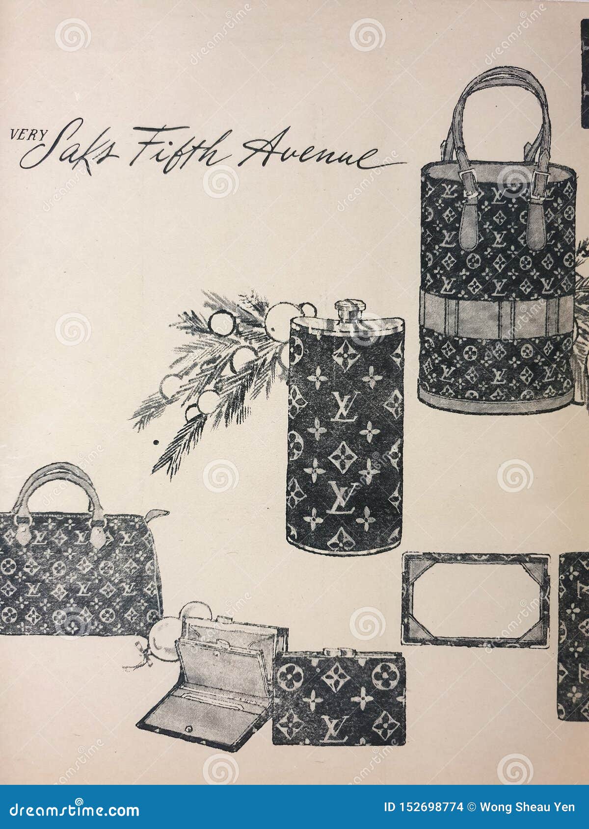 Illustration of the Louis Vuitton Handbags Brought into Saks Fifth Avenue  Flagship Store. Editorial Stock Image - Image of editorial, flowers:  152698774