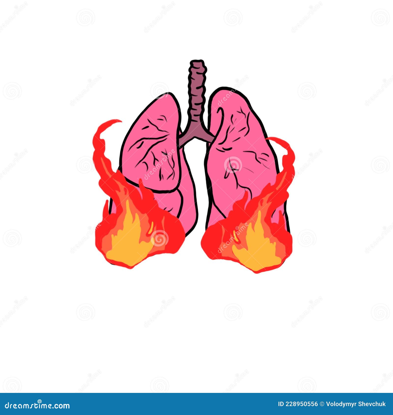 Lungs on Fire stock vector. Illustration of fire, flower 228950556