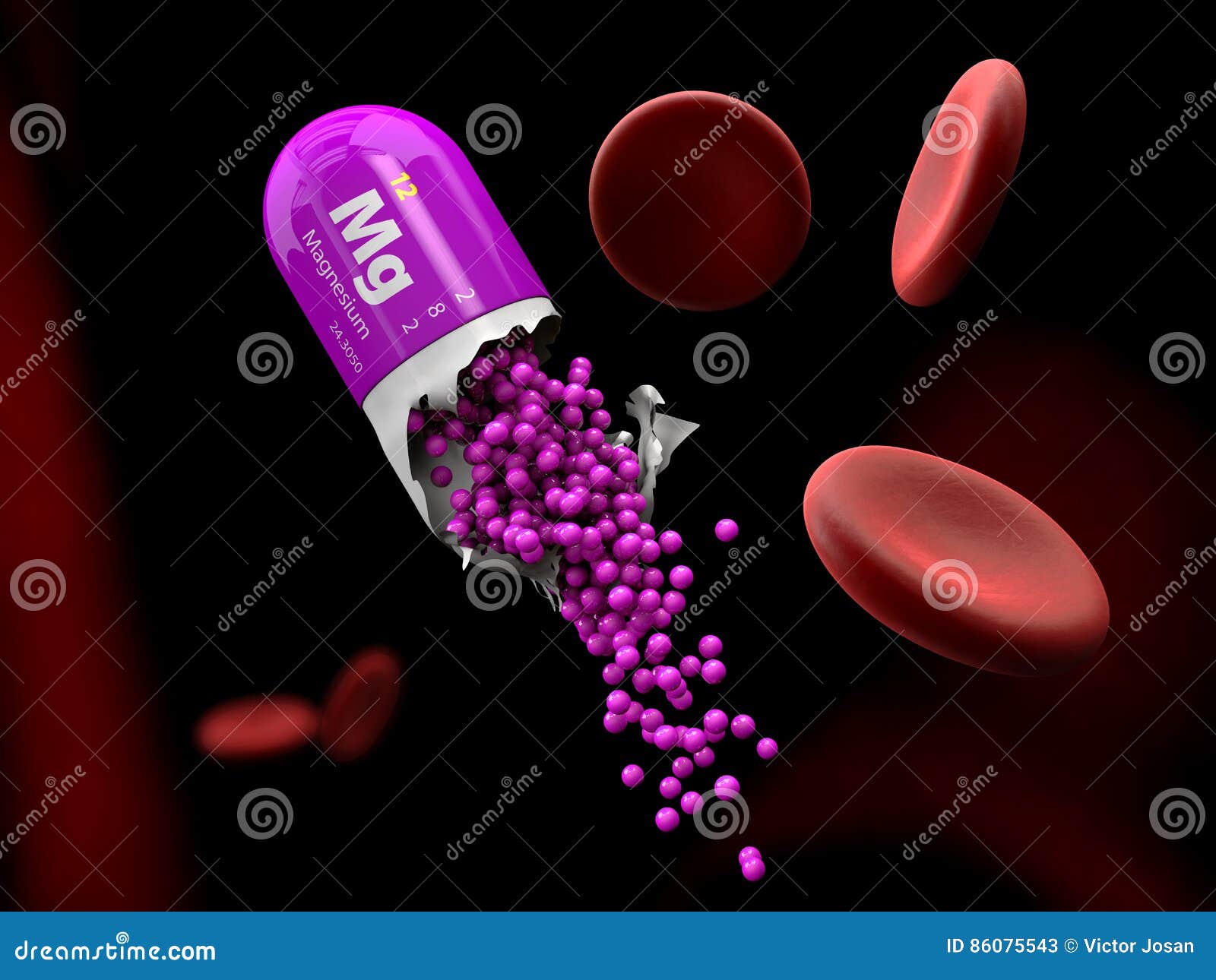 Illustration of Magnesium Mineral Capsule Dissolves in the Stomach Stock Illustration